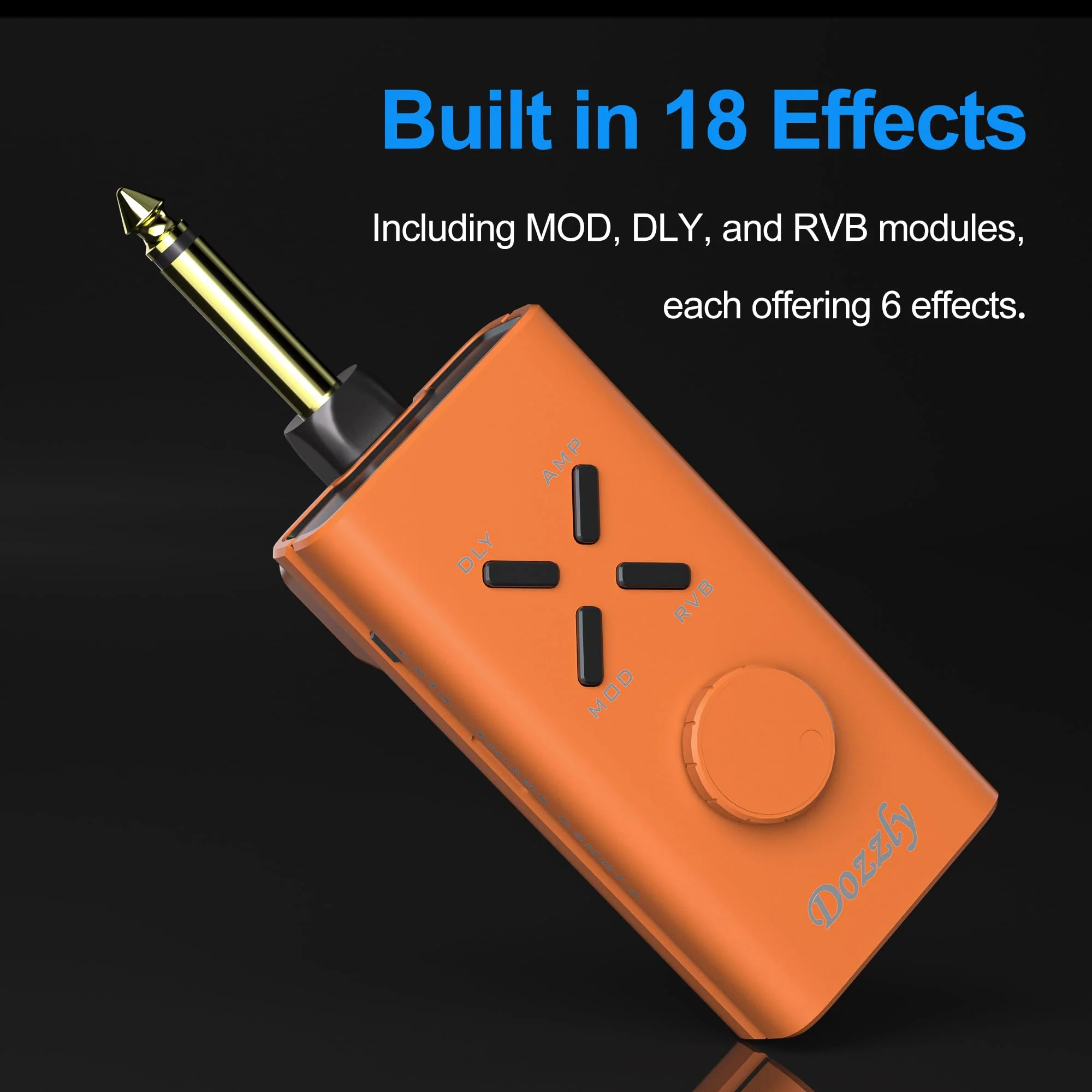 Guitar Headphone Amp Multi Effects Pocket Rechargeable Portable Mini Electric Guitar Headphone Amp Modulation Delay Reverb (Orange) Orange - Image 3