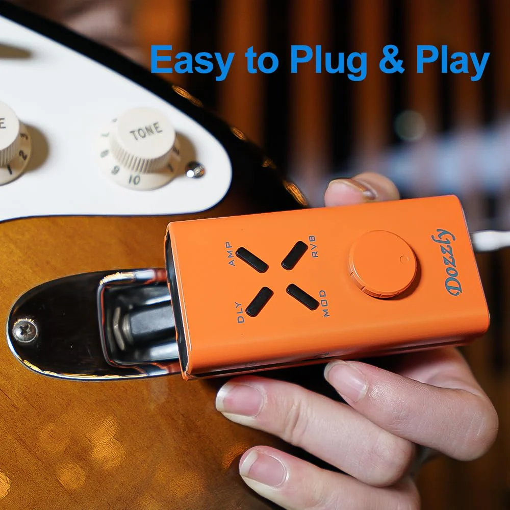 Guitar Headphone Amp Multi Effects Pocket Rechargeable Portable Mini Electric Guitar Headphone Amp Modulation Delay Reverb (Orange) Orange - Image 4