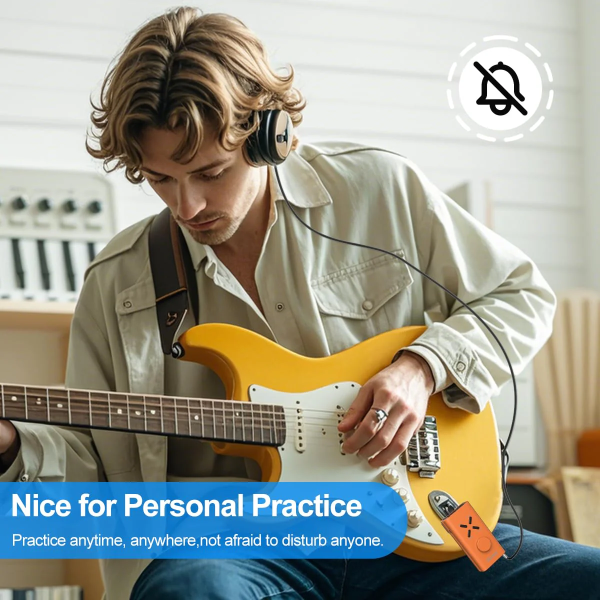 Guitar Headphone Amp Multi Effects Pocket Rechargeable Portable Mini Electric Guitar Headphone Amp Modulation Delay Reverb (Orange) Orange - Image 5