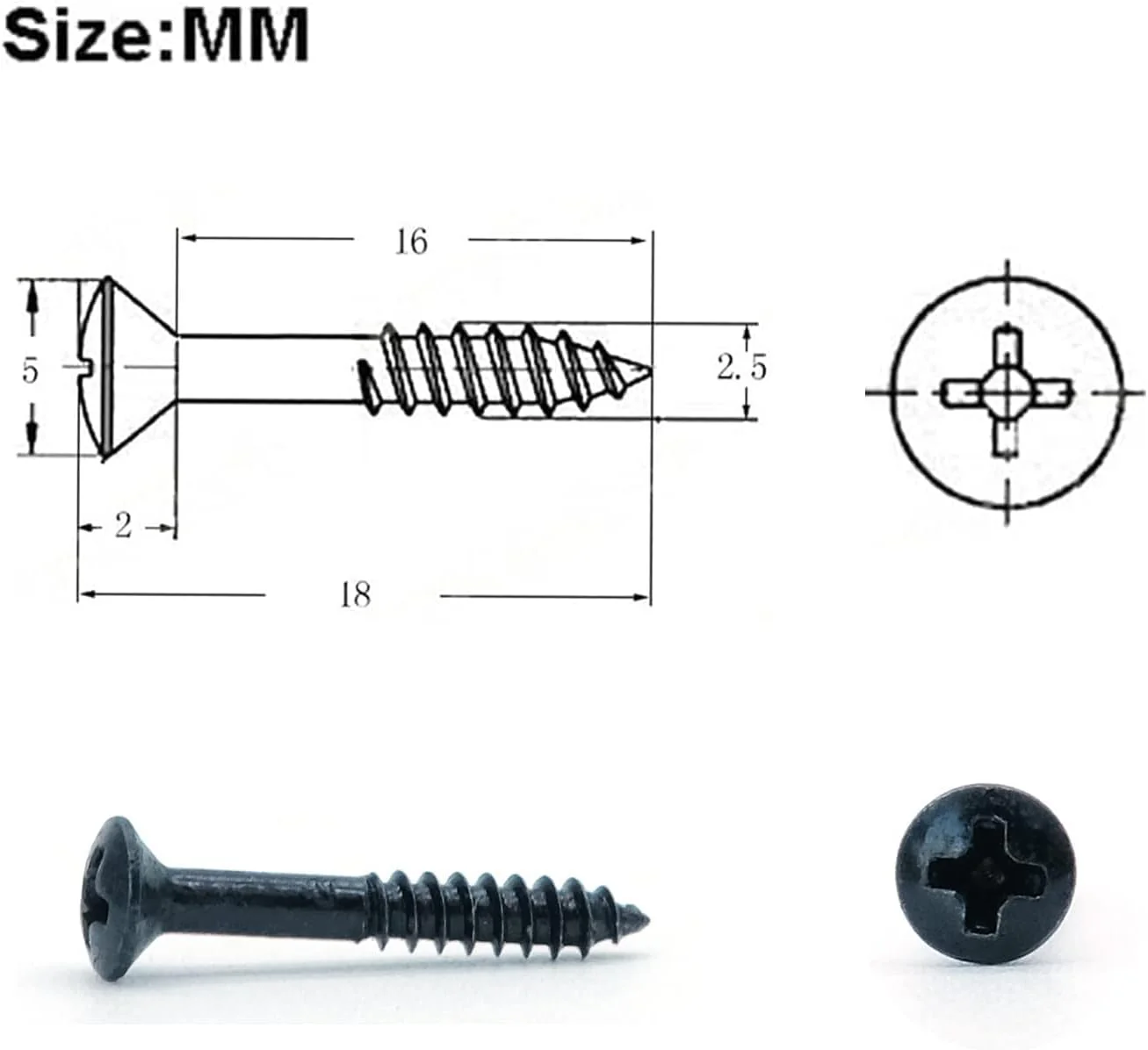 Guitar Humbucker Pickup Ring Mounting Screws Pickup Frame Surround Screws Compatible with Epiphone Les Paul Stratocaster SG Guitar (Black 50 Pack) Black 50 Pack - Image 2