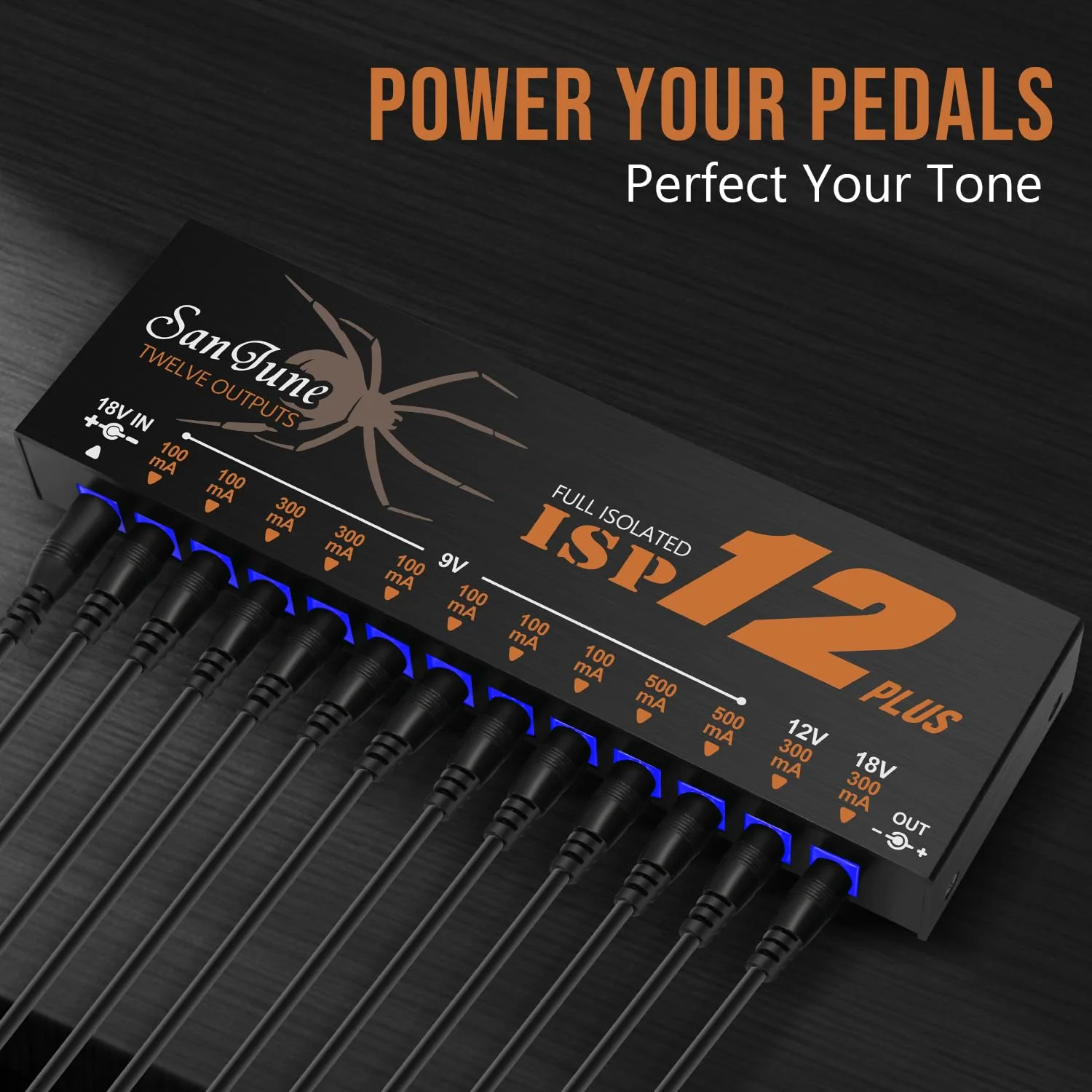 Guitar Isolated Pedal Power Supply 12 DC Outputs Fully Isolated for 9V/12V/18V Effect Pedal ISP12-Plus - Image 2