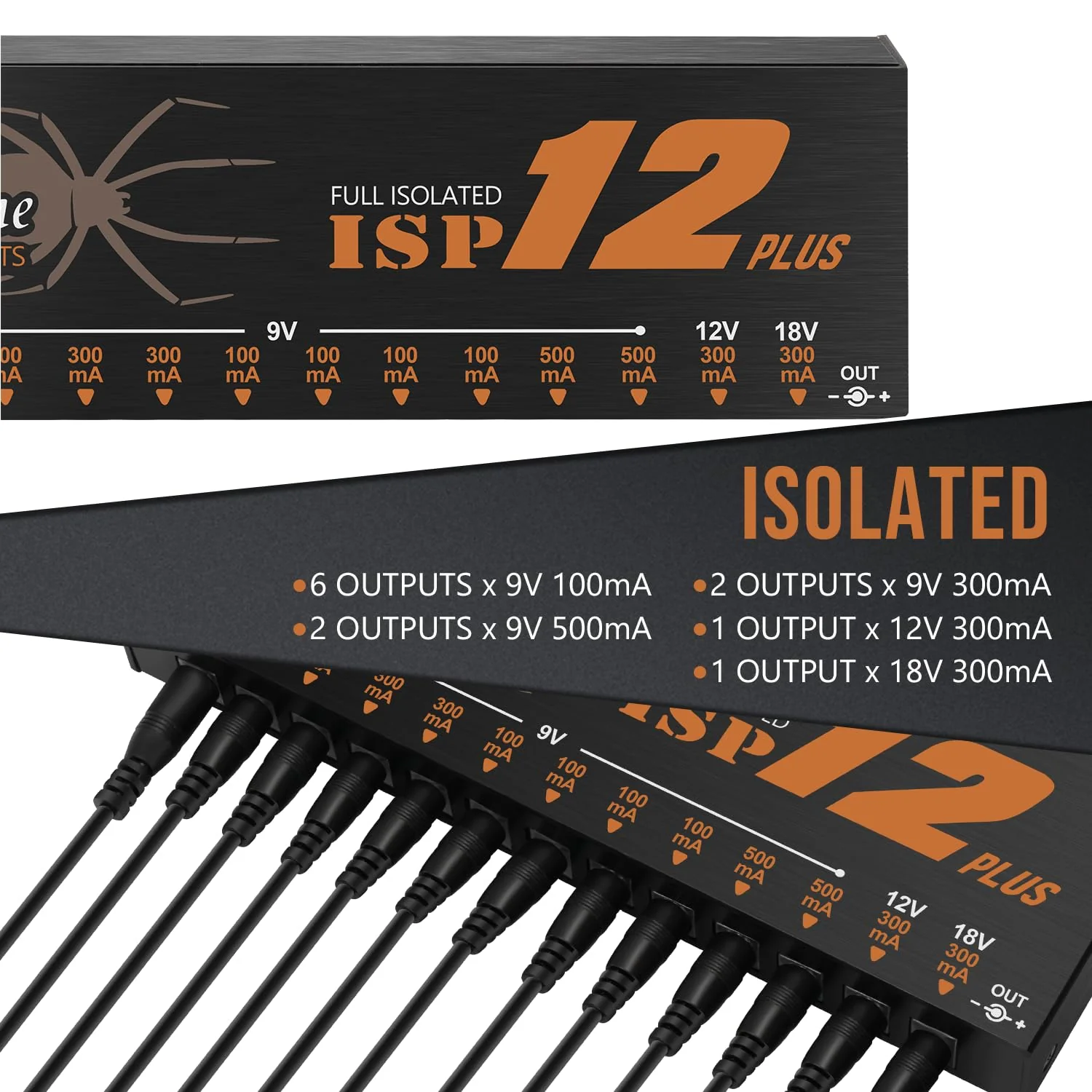 Guitar Isolated Pedal Power Supply 12 DC Outputs Fully Isolated for 9V/12V/18V Effect Pedal ISP12-Plus - Image 3