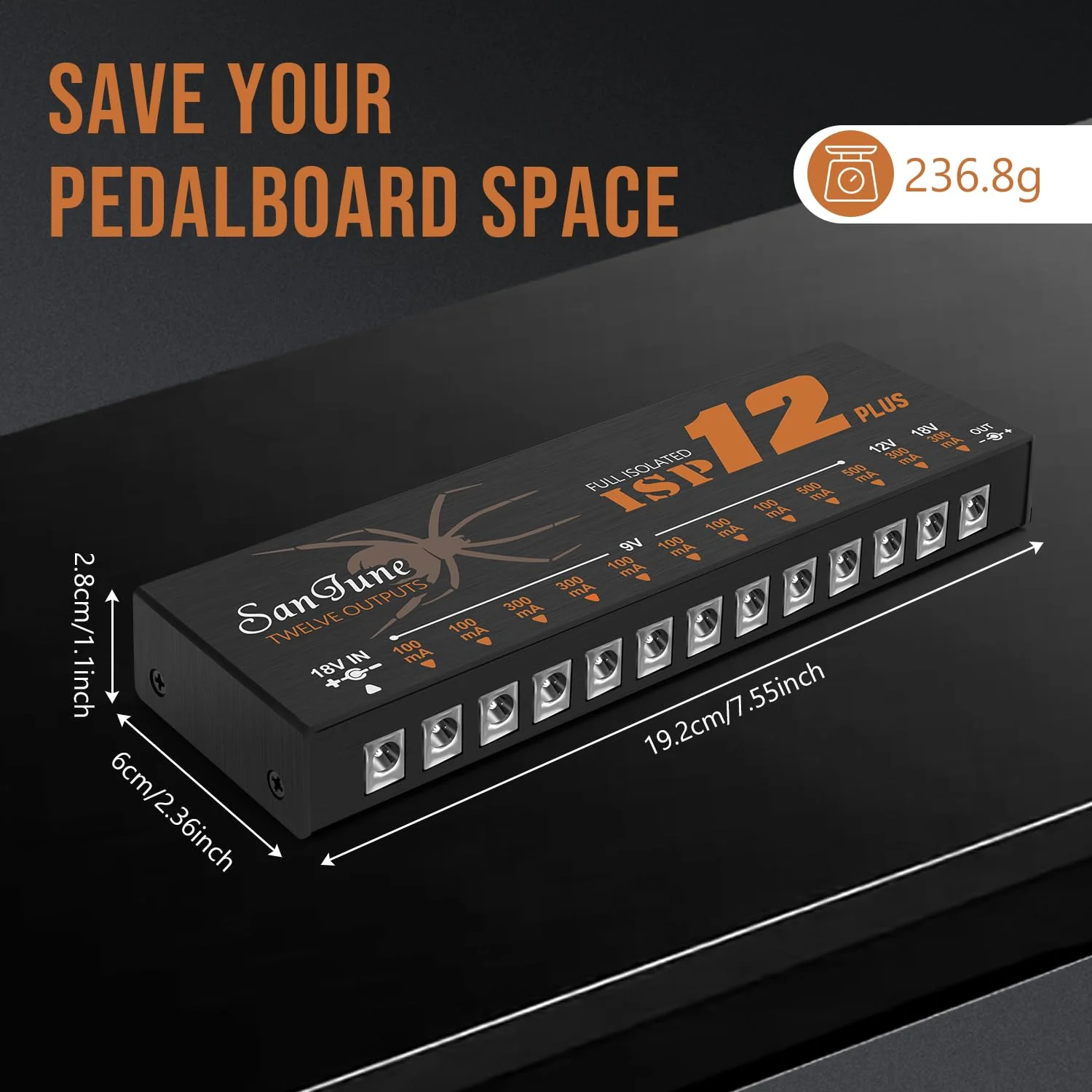Guitar Isolated Pedal Power Supply 12 DC Outputs Fully Isolated for 9V/12V/18V Effect Pedal ISP12-Plus - Image 6