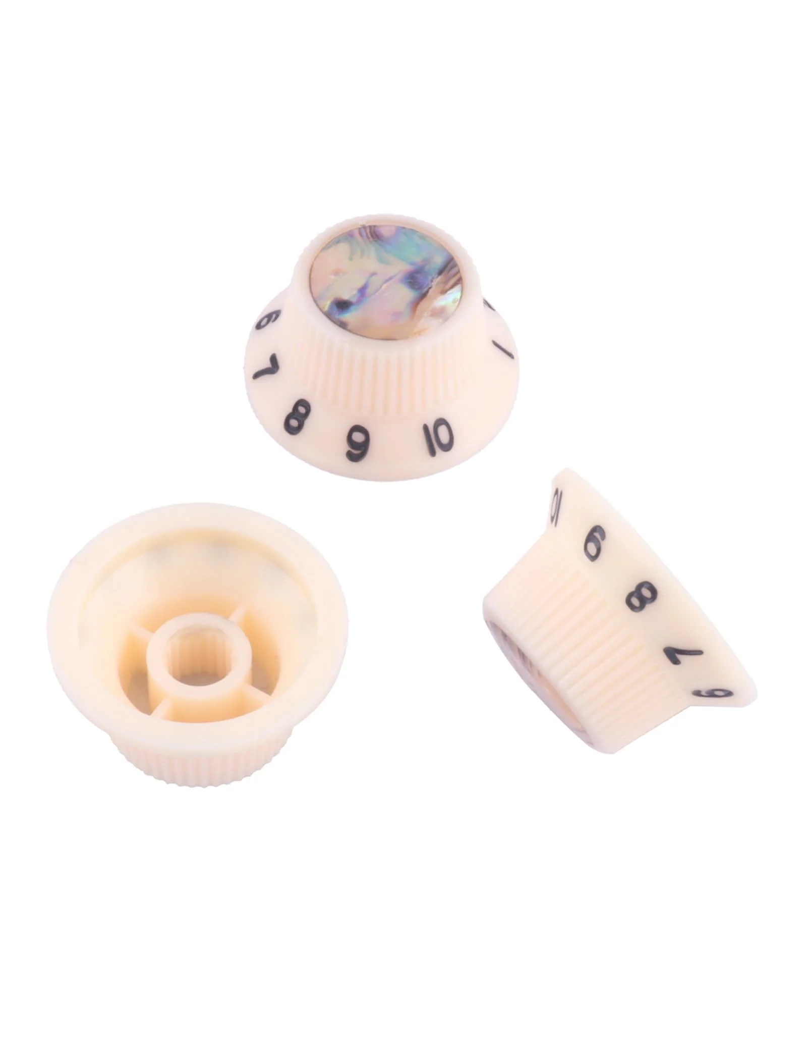 Guitar Knobs Abalone Top Speed Control Knobs 6mm Shaft Pots Volumn Tone Knobs Compatiable with Strat Stratocaster Electric Guitar Set of 3Pcs Ivory. - Image 2