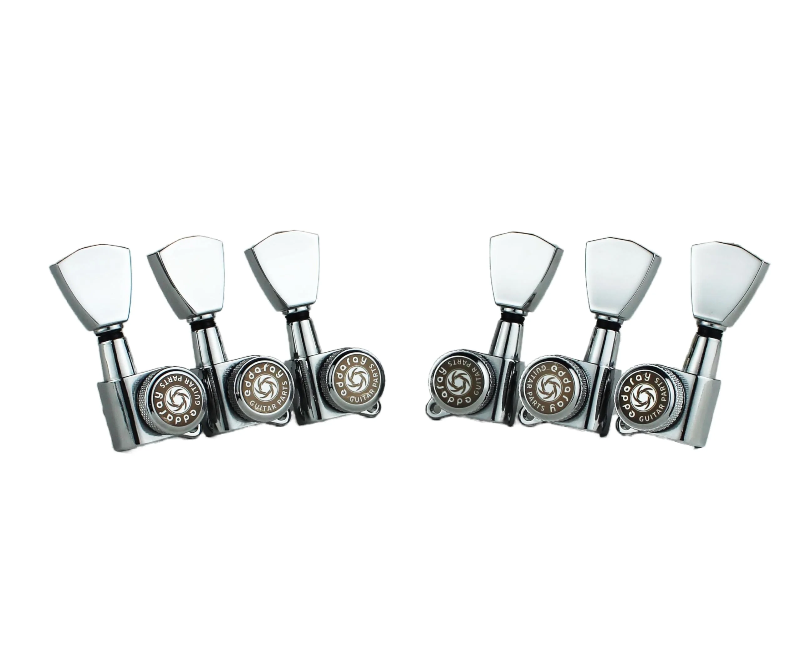 Guitar Locking Tuners (3R + 3L) - 1:18 Gear Ratio Lock String Tuning Key Pegs Machine Heads with Tulip Shaped Knob Replacement Guitar Accessories (E-104SP, Chrome) - Image 4