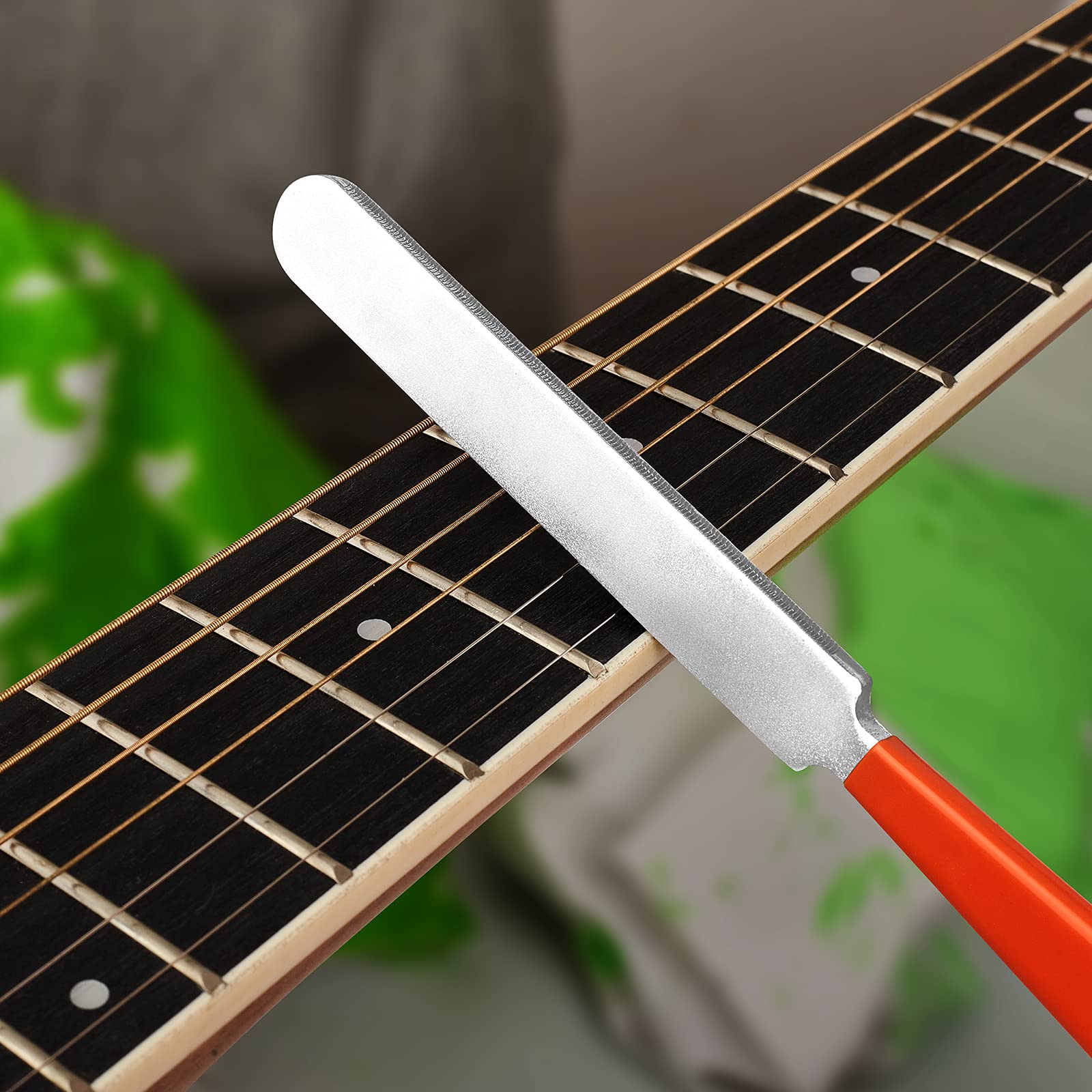 Guitar Luthier Tool Set, Guitar Fret Crowning File, Fret Leveling Beam, String Action Ruler Gauge, Feeler Gauge, Fret Rocker, Fingerboard Guards, String Spreaders and Replacement Sanding Papers Guitar Repairing Maintenance Tool Kit - Image 7