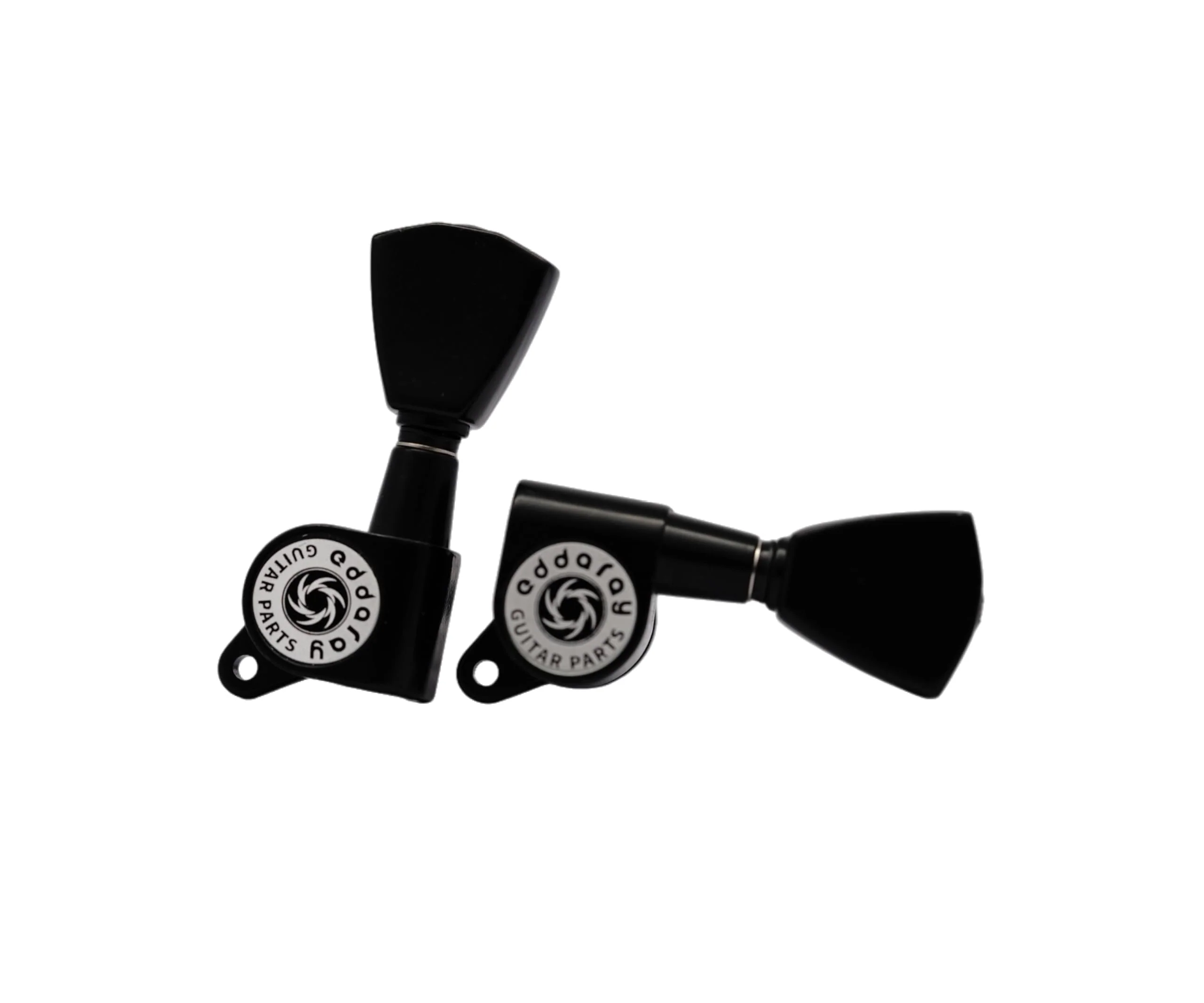 Guitar Machine Heads (3R + 3L) - 1:15 Gear Ratio Sealed Tuning Key Pegs String Tuners Set with Tulip Shaped Knob Replacement (E-1004, Black) - Image 4