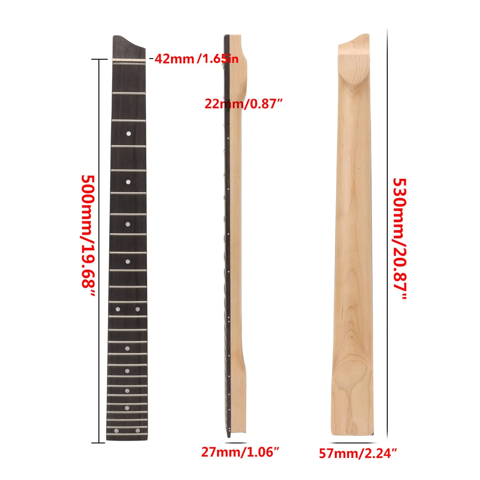 Guitar Neck, Headless Electric Guitar Neck Matte 25 Fret Guitar Stem Rosewood Fingerboard Maple Neck - Image 6