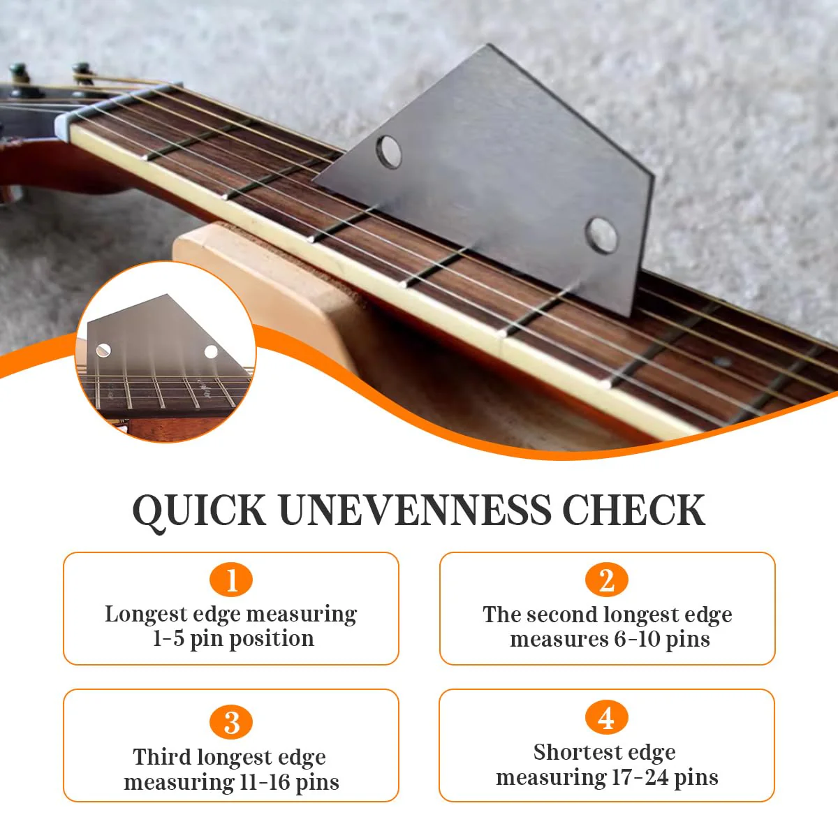 Guitar Neck Notched Straight Edge Luthiers Tool with Guitar Fret File, Fret Rocker, Fingerboard Guards Protectors and Grinding Stones for Gibson 24.75" and Fender 25.5" Electric Guitars - Image 4