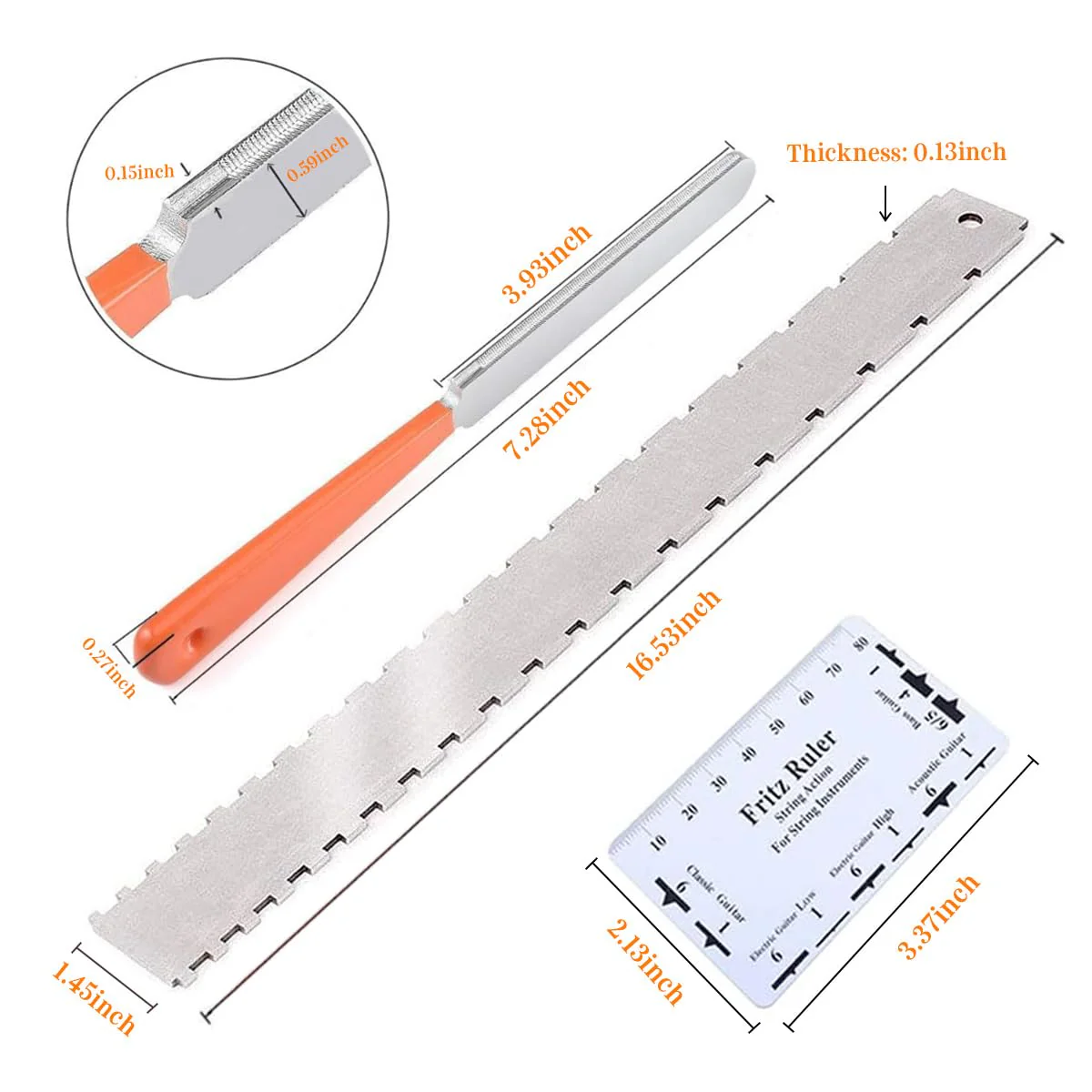 Guitar Neck Notched Straight Edge Luthiers Tool with Guitar Fret File, Fret Rocker, Fingerboard Guards Protectors and Grinding Stones for Gibson 24.75" and Fender 25.5" Electric Guitars - Image 8