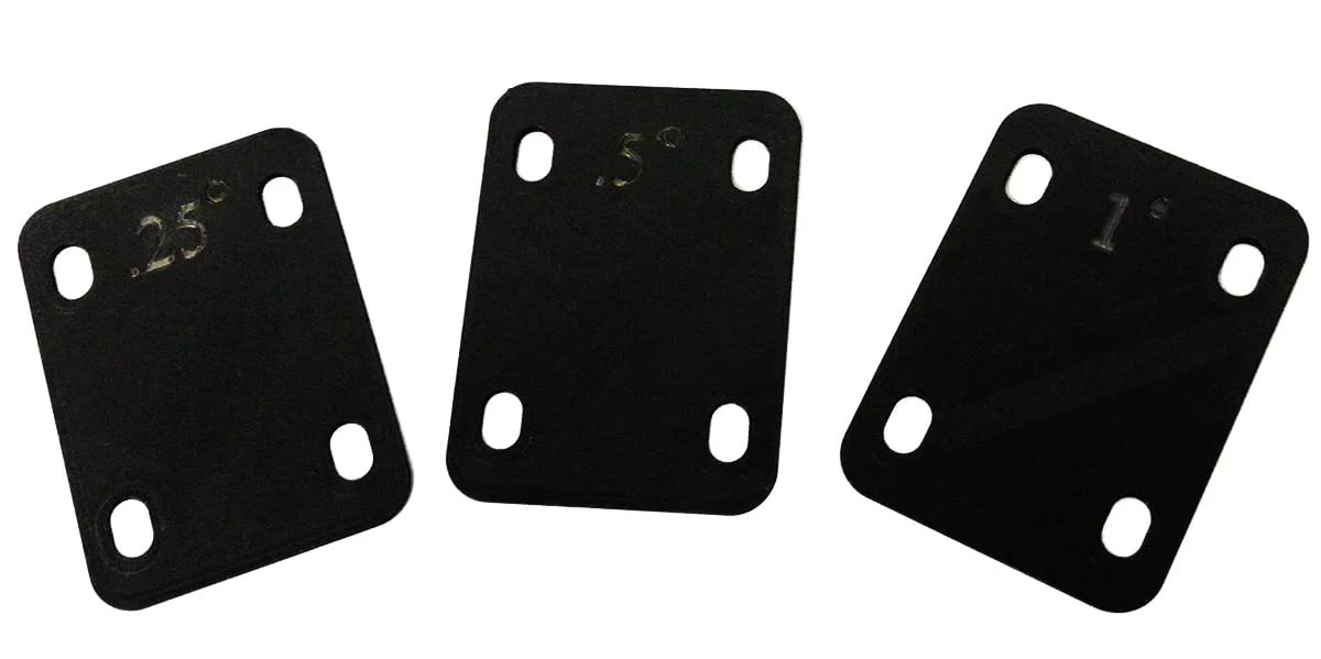 Guitar Neck Shims 3Pcs 0.25°, 0.5°, and 1°Degree Nylon Gasket for Guitar and Bass Bolt-on Neck Repair 3 x 2.2inch Black (Black) - Image 7