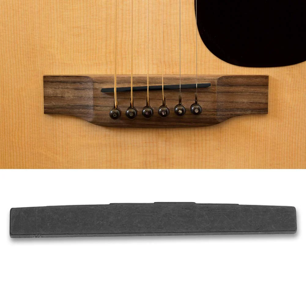 Guitar Nut and Saddle, 6 String Acoustic Guitar Ebony Bone Bridge Saddle and Nut Set 80mm & 50mm for Classical Guitar Parts, 1 Set 2 PCS - Image 4