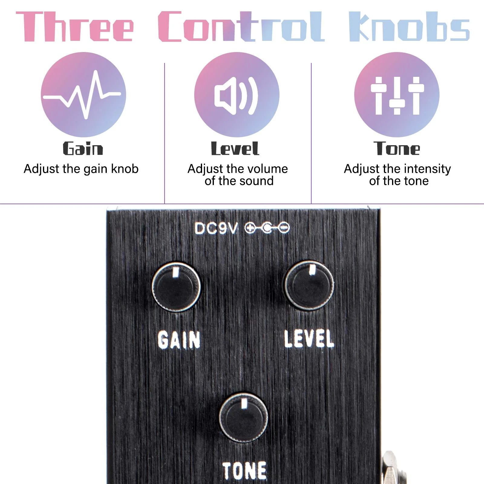 Guitar Pedal, Horse Electric Ultimate Overdrive Guitar Effects Pedals Mini Single Type DC 9V True Bypass (Black) - Image 4