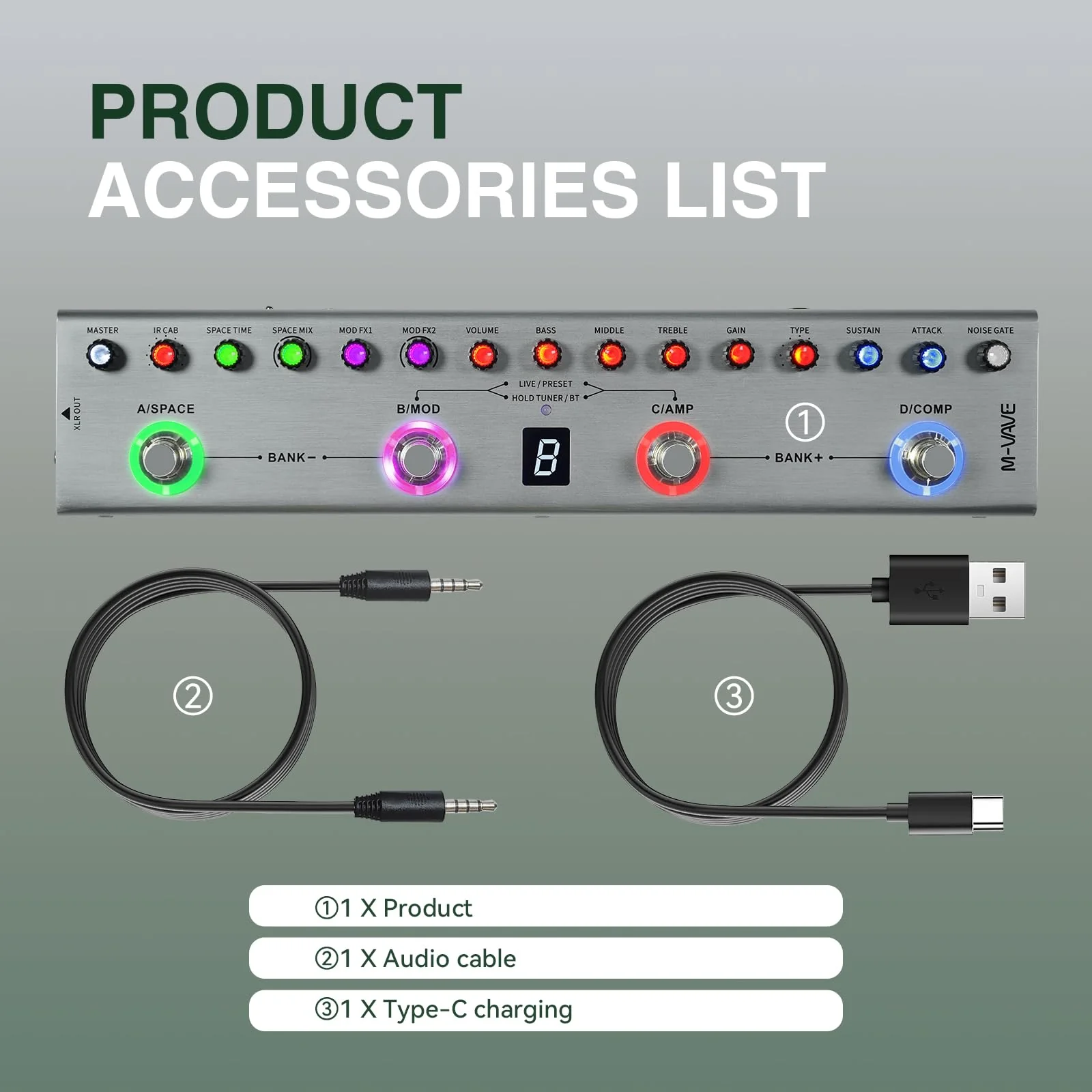 Guitar Pedal Multi Effects Bass with 36 Editable Presets, Chorus, Amp, Delay, Reverb, MOD, IR CAB, Music Recording, Tuner, Built-in Battery, BT Connection Digital Electric Bass Effector Bluetooth - Image 2