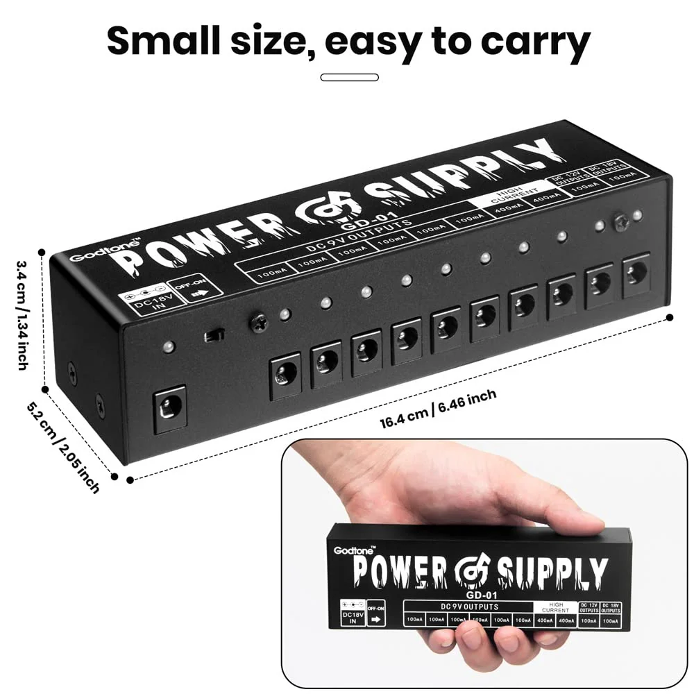 Guitar Pedal Power Supply 10 Isolated DC Outputs for 9V/12V/18V Guitar Effect Pedal GD-01 - Image 7