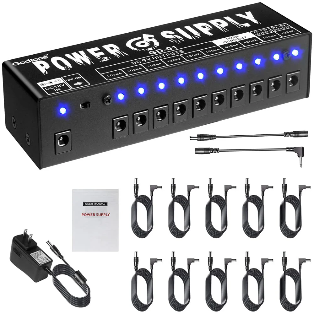Guitar Pedal Power Supply 10 Isolated DC Outputs for 9V/12V/18V Guitar Effect Pedal GD-01 - Image 9