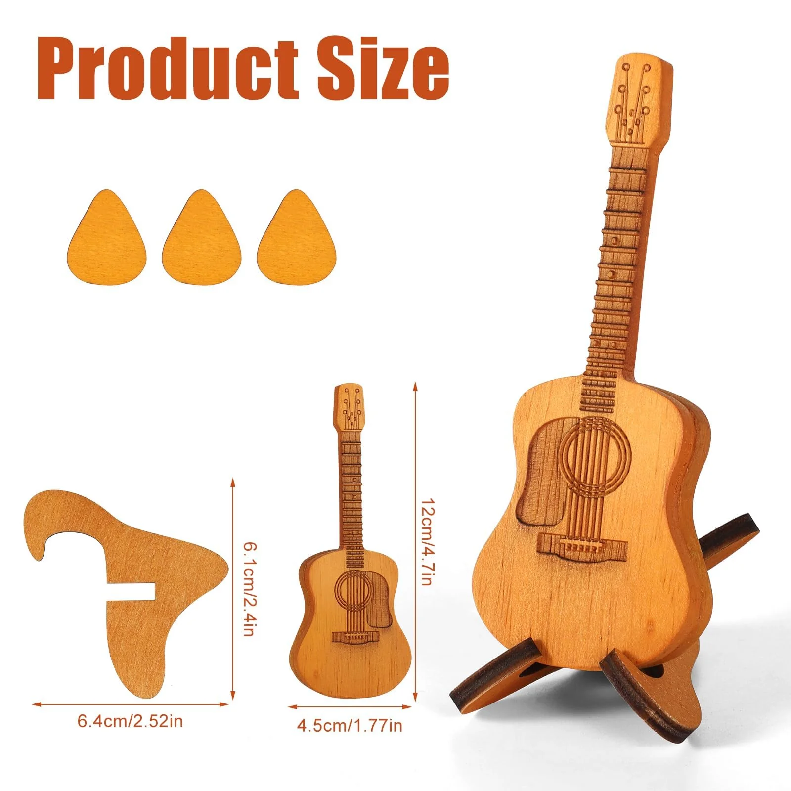 Guitar Pick Box, Wooden Acoustic Guitar Pick Case Custom Guitar Pick Holder with 3 Guitar Picks and Stand Guitar Pick Rack Guitar Pick Storage Container for Guitar Electric Bass Ukulele Lovers - Image 2