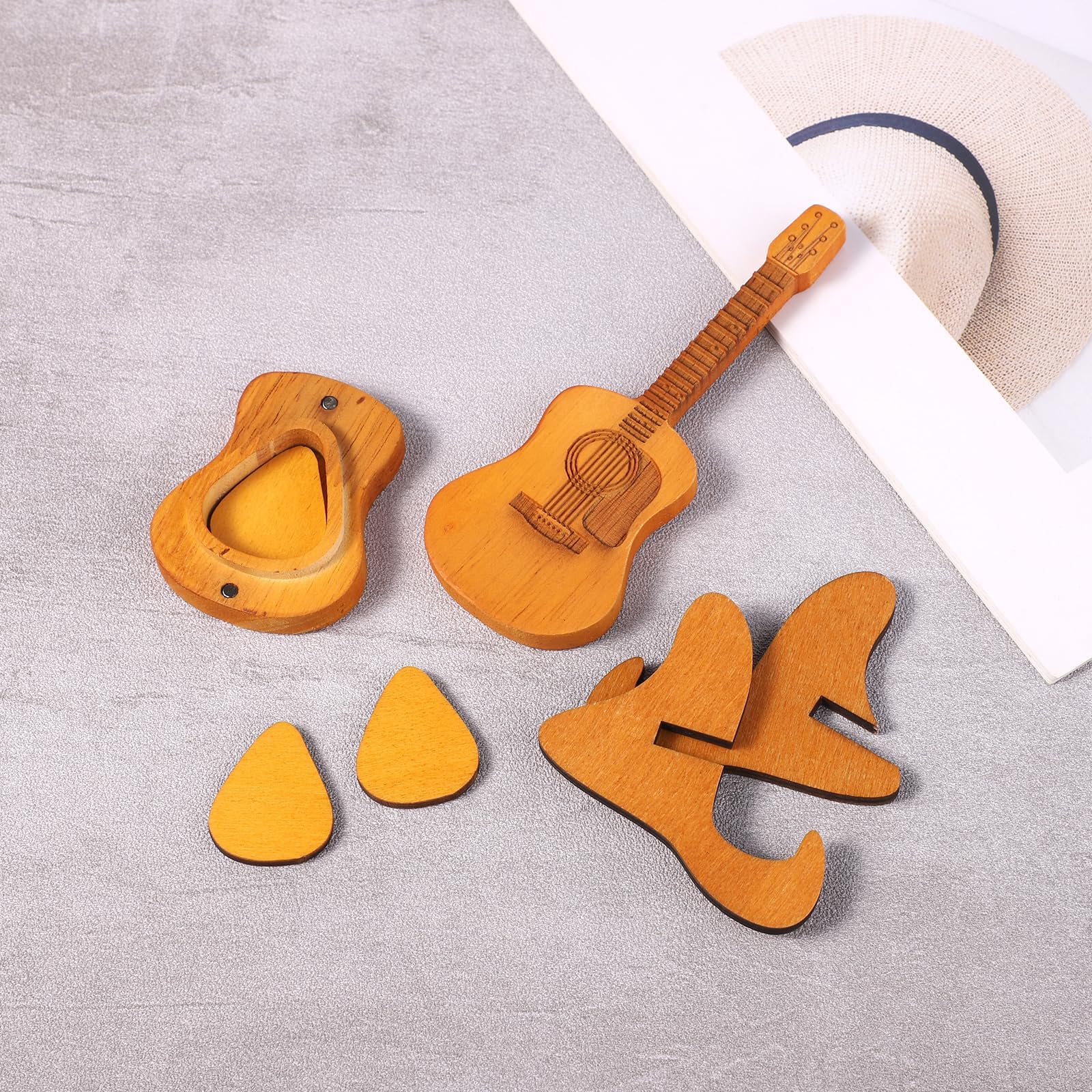 Guitar Pick Box, Wooden Acoustic Guitar Pick Case Custom Guitar Pick Holder with 3 Guitar Picks and Stand Guitar Pick Rack Guitar Pick Storage Container for Guitar Electric Bass Ukulele Lovers - Image 5