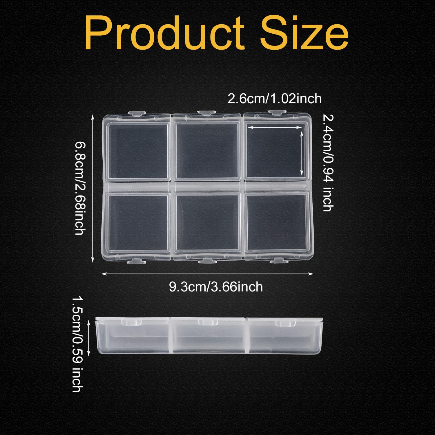 Guitar Pick Case, Clear 6-Grid Guitar Pick Holder Guitar Pick Storage Box 60 Capacity Guitar Pick Display Case for Guitar Players Lovers, Only Storage Box - Image 2