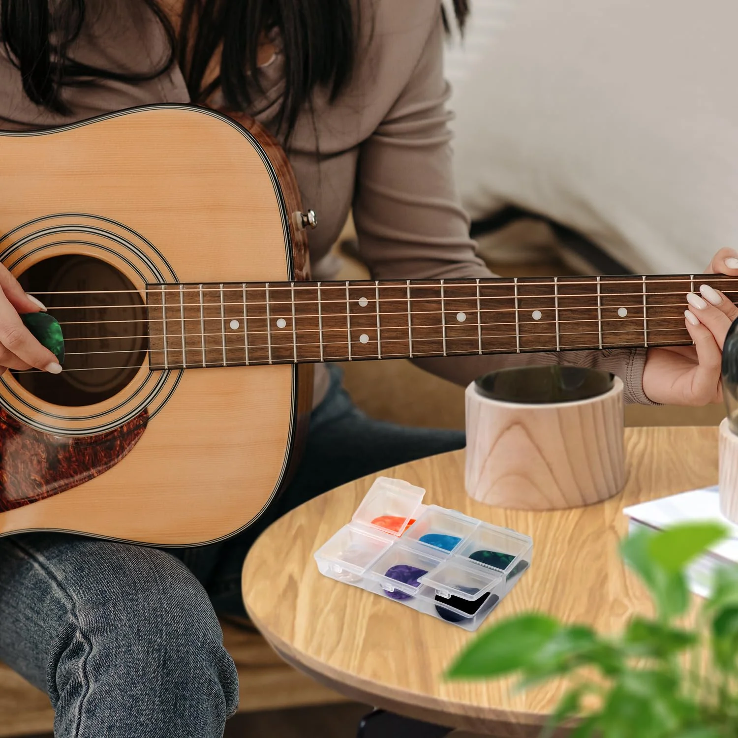 Guitar Pick Case, Clear 6-Grid Guitar Pick Holder Guitar Pick Storage Box 60 Capacity Guitar Pick Display Case for Guitar Players Lovers, Only Storage Box - Image 6