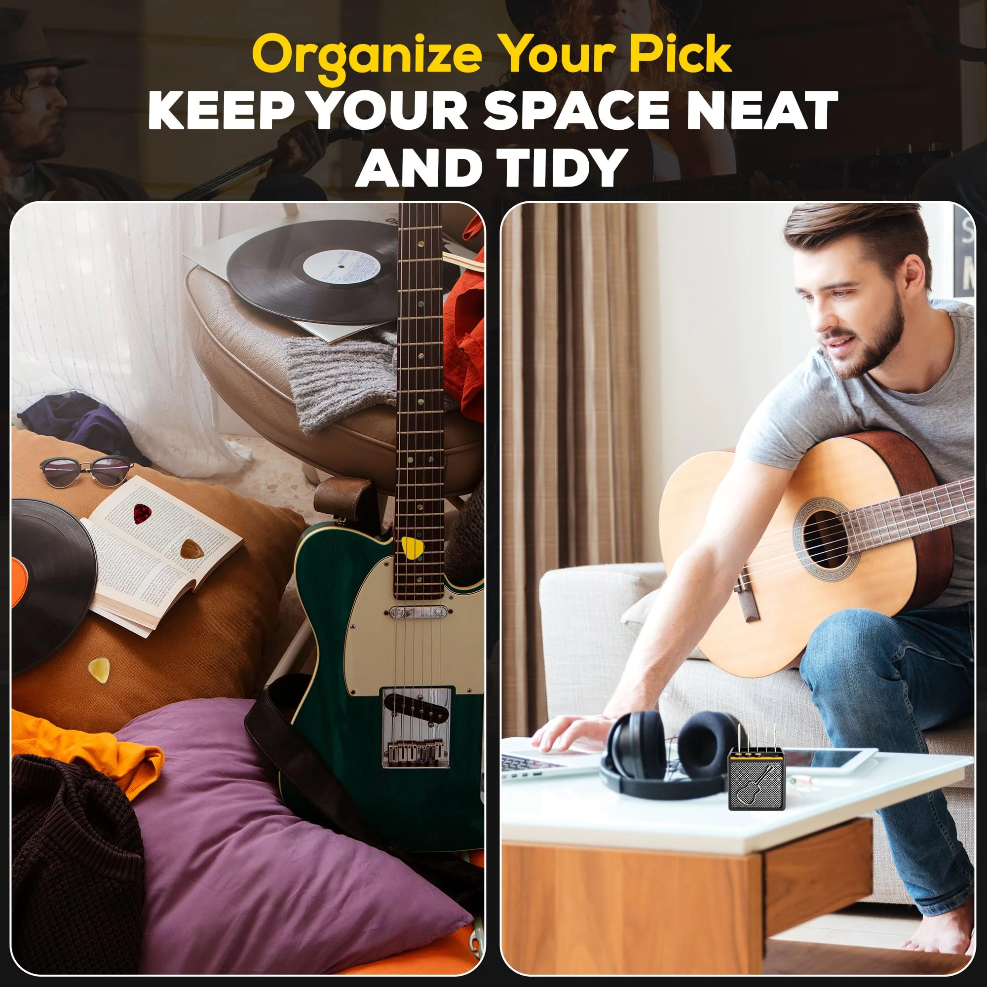 Guitar Pick Display Holder - Stylish Organizer for Music Enthusiasts and Musicians (Black) Black - Image 7