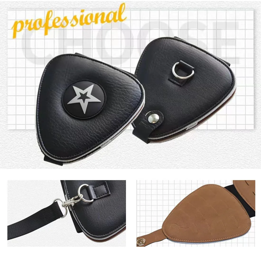 Guitar Pick Holder Case Bag with 24pcs Acoustic Electric Guitar Colorful Picks, Variety Pack Mixed Thickness Picks 0.46mm/ 0.71mm/ 0.96mm + Little Picks Holder Set - Image 3