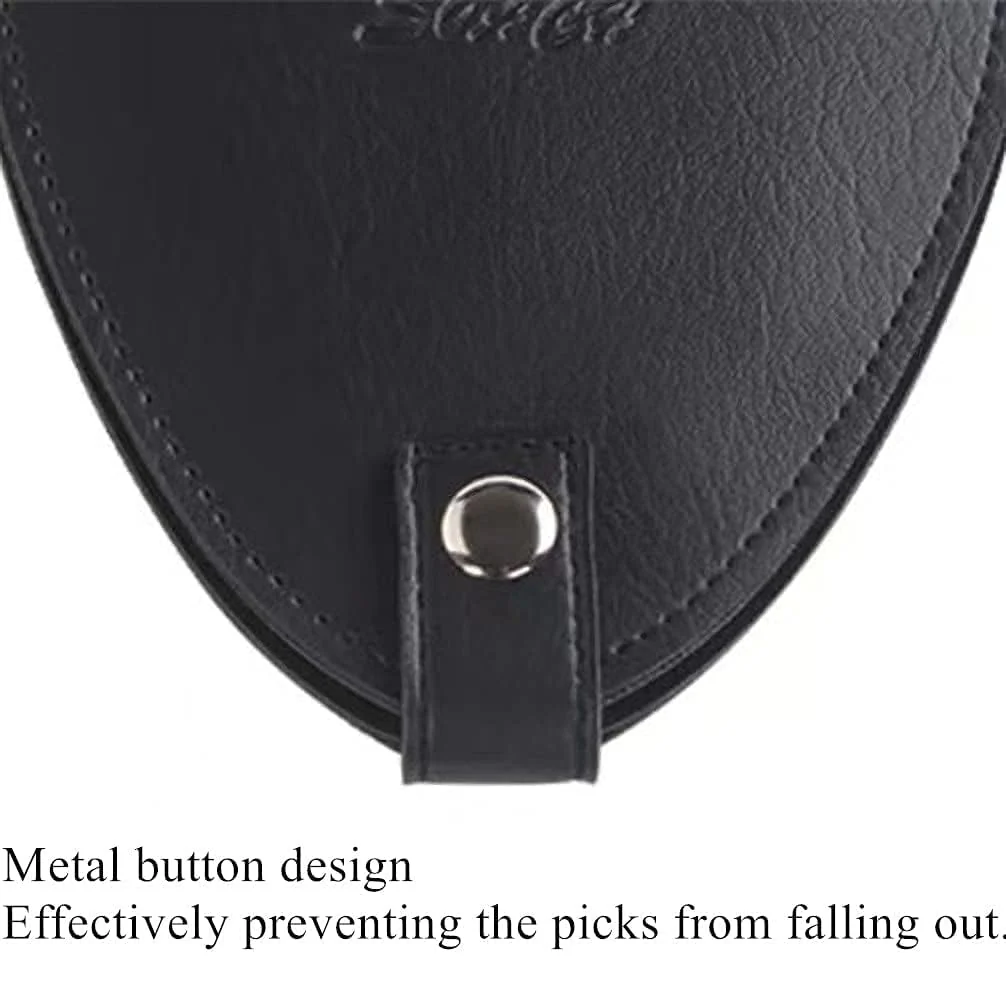 Guitar Pick Holder Case with 22pcs for Acoustic Electric Guitar, Variety Pack Picks Storage Pouch Box, PU Leather Guitar Plectrums Bag, Gift for Guitar Players (Case Only) - Image 3