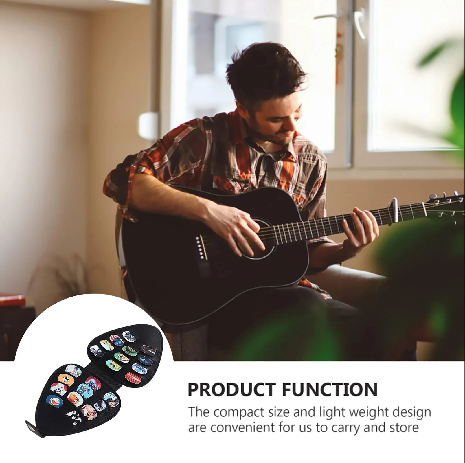 Guitar Pick Holder Case with 22pcs for Acoustic Electric Guitar, Variety Pack Picks Storage Pouch Box, PU Leather Guitar Plectrums Bag, Gift for Guitar Players (Case Only) - Image 6