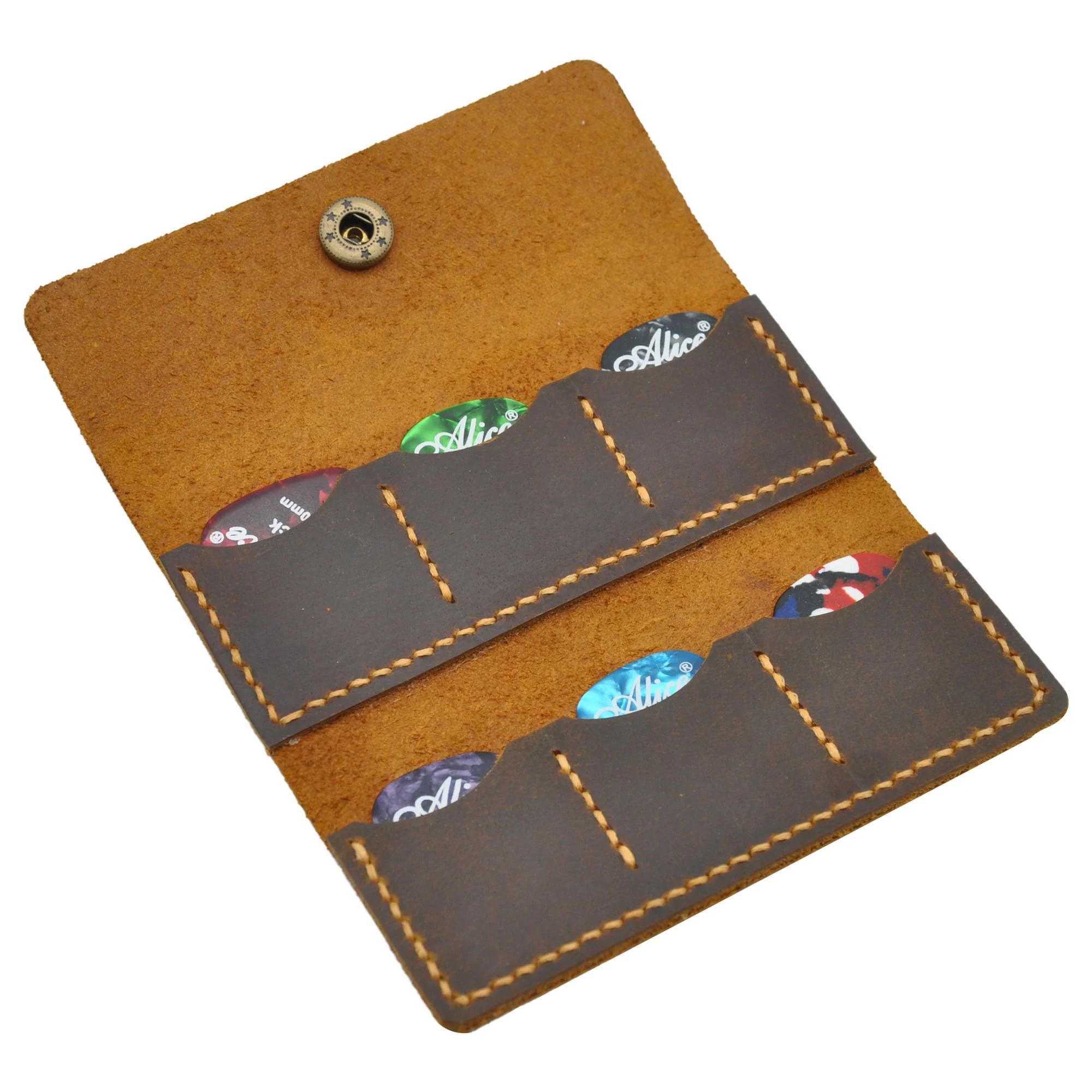 Guitar pick holder leather,Guitar pick holder gift,Leather guitar pick case,Gift for guitarist (Black) Black - Image 4