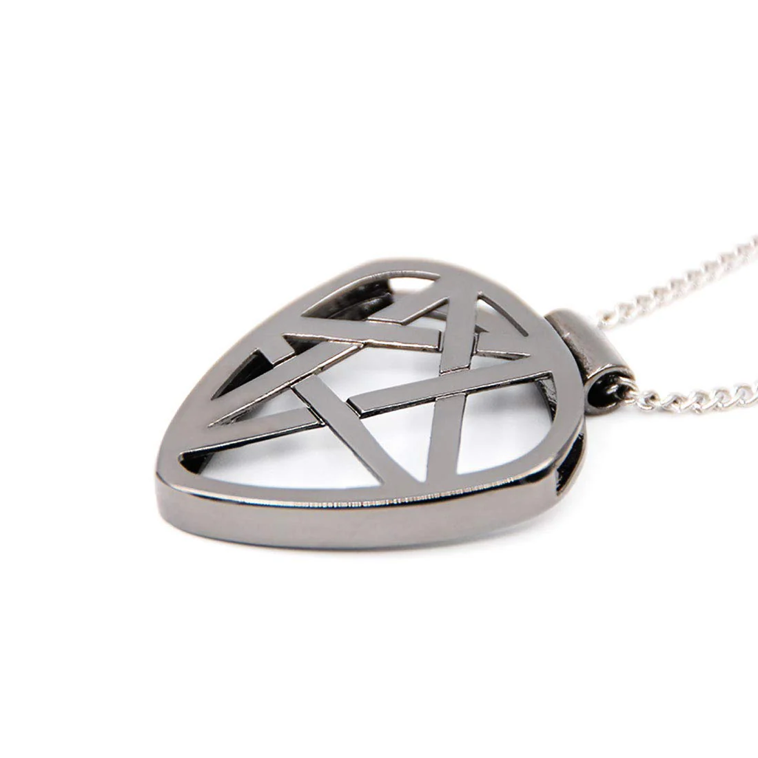 Guitar Pick Holder Necklace for Guitarists/Guitar Picks Keeper Storage Pendant Necklace Stainless Steel Music Lovers Musicians Gifts… (Metal Black, Star) Metal Black - Image 2