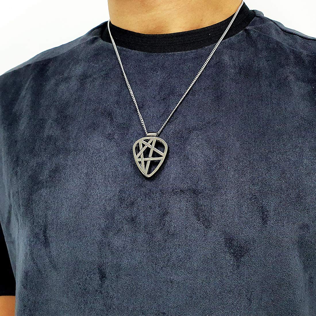 Guitar Pick Holder Necklace for Guitarists/Guitar Picks Keeper Storage Pendant Necklace Stainless Steel Music Lovers Musicians Gifts… (Metal Black, Star) Metal Black - Image 8