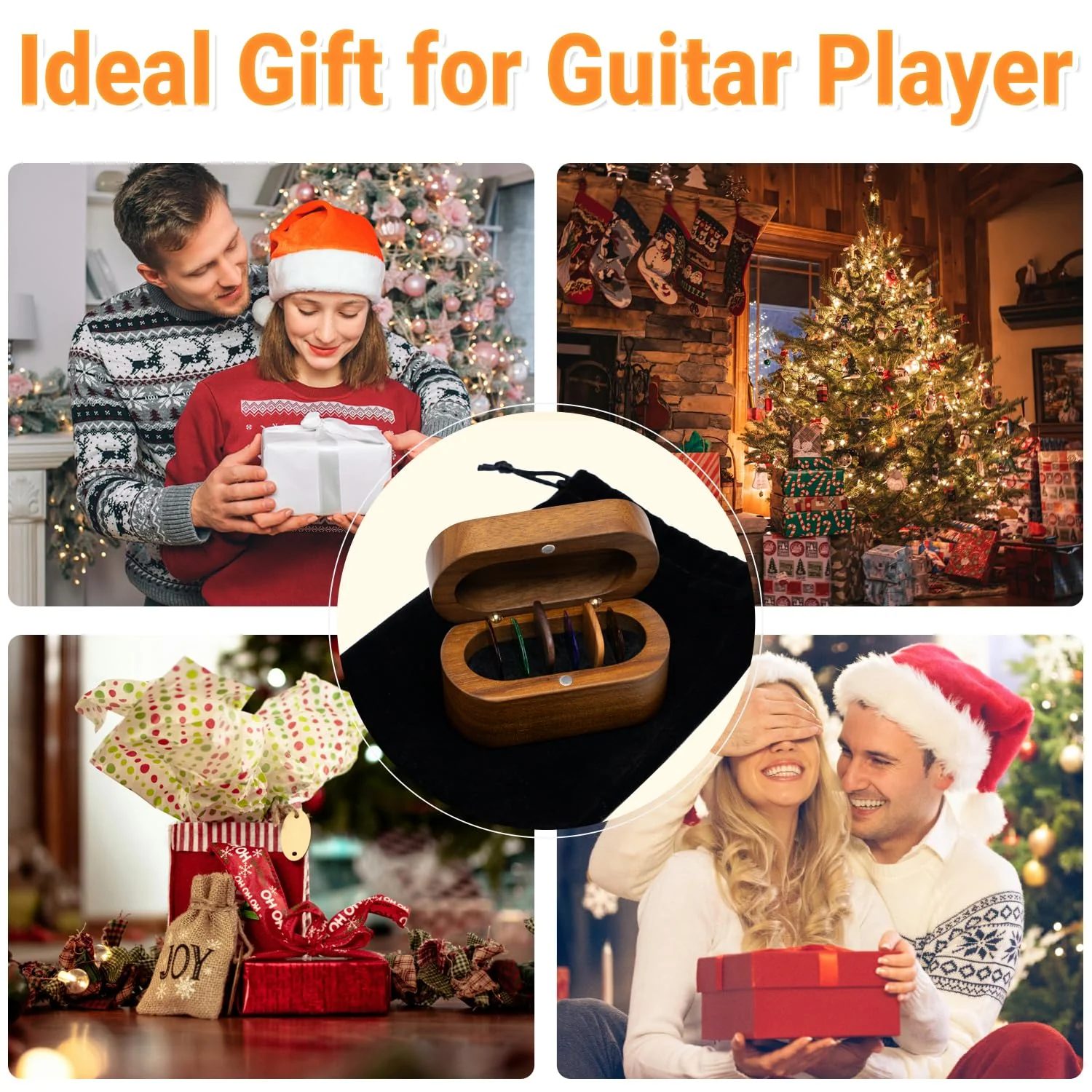 Guitar Pick Holder Set with 2 Color Wood Picks and 8 Celluloid Picks in 3 Thicknesses, Wooden Guitar Pick Case, Mini Jewelry Box, Guitar Music Accessories Gifts for Guitar Lover Player - Image 7
