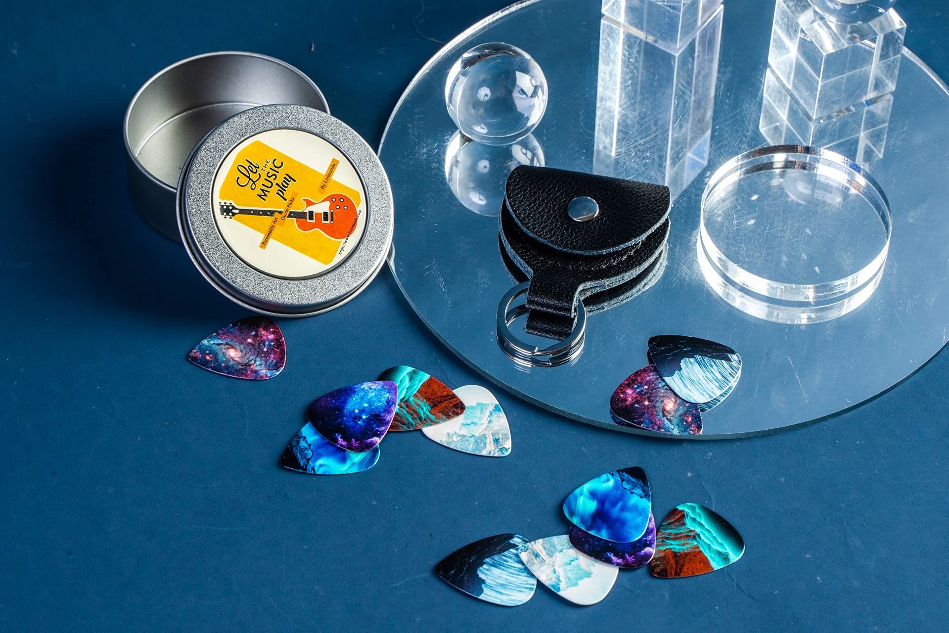Guitar Picks - Cheliz 12 Medium Gauge Celluloid Guitar Picks In a Box W/Picks Holder. Unique Guitar Gift For Bass, Electric & Acoustic Guitars (Natural Image) 12 packs Natural Image - Image 6