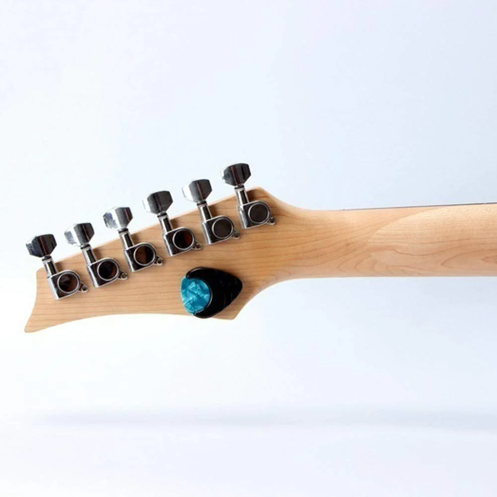 Guitar Picks & Guitar Pick Holder Easy to Paste on the Guitar Suitable for Acoustic Guitar Electric Guitar Bass Ukulele - Stick-on Holder + 10 Guitar Picks(Black Holder) - Image 4