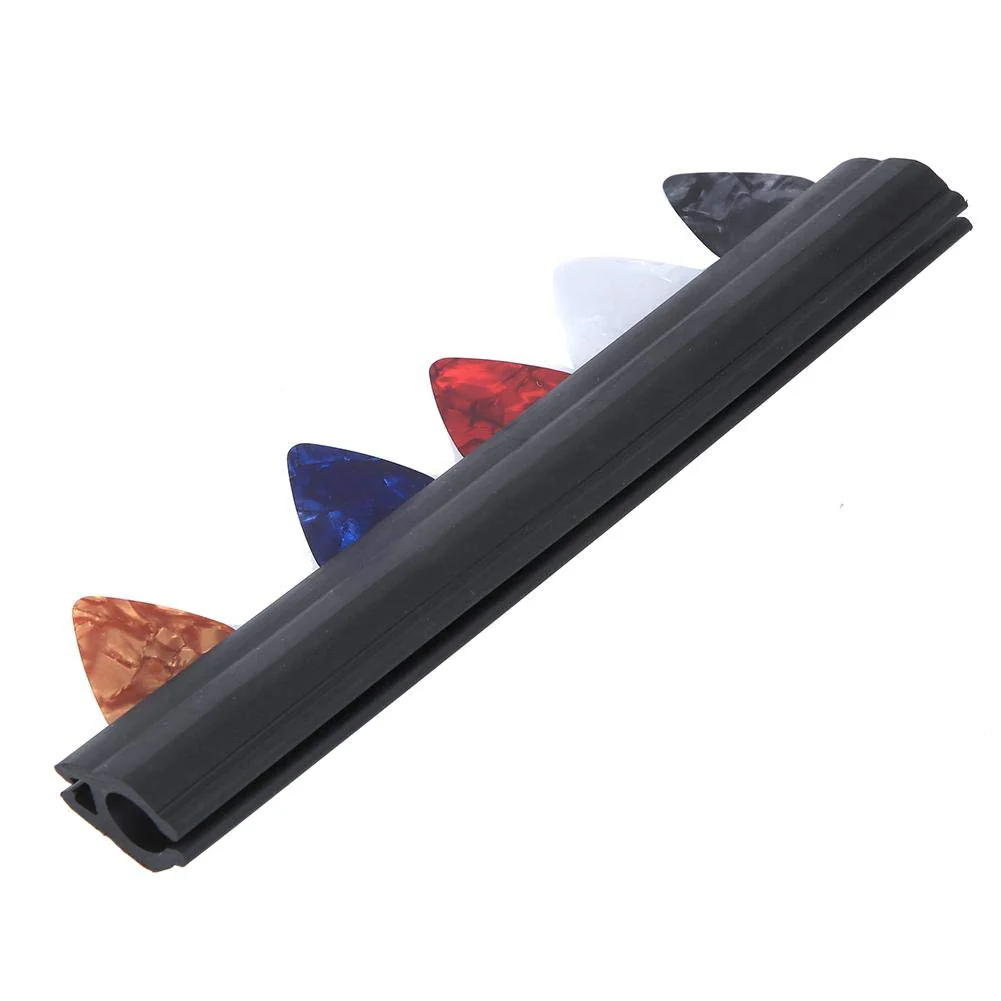 Guitar Picks Holder Clamp Clip Rubber Microphone Stand Pickholder with 5Pcs Picks for Guitar Accessory - Image 2