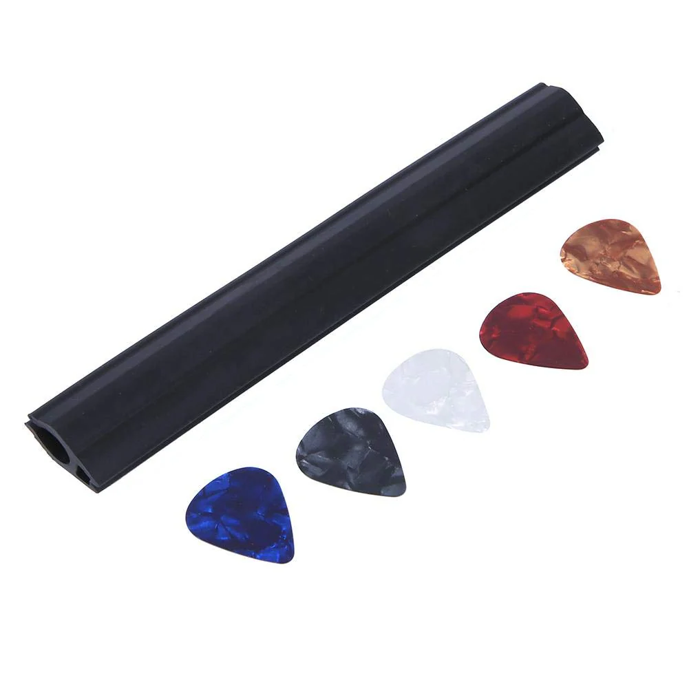 Guitar Picks Holder Clamp Clip Rubber Microphone Stand Pickholder with 5Pcs Picks for Guitar Accessory - Image 3