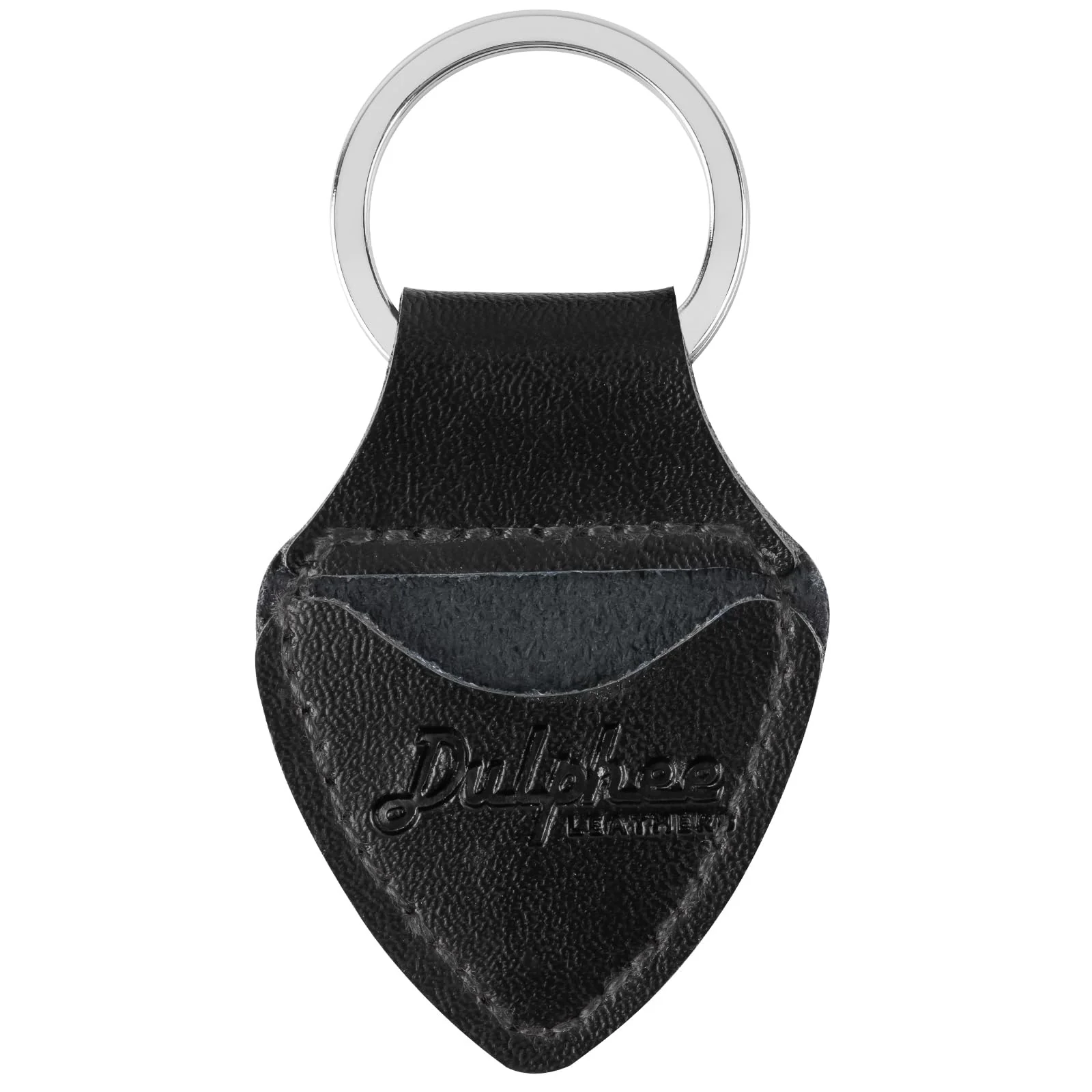 Guitar Picks Holder Keychain with 3 Picks, Genuine Leather Handmade Plectrum Cases Bag (Black) Black - Image 2