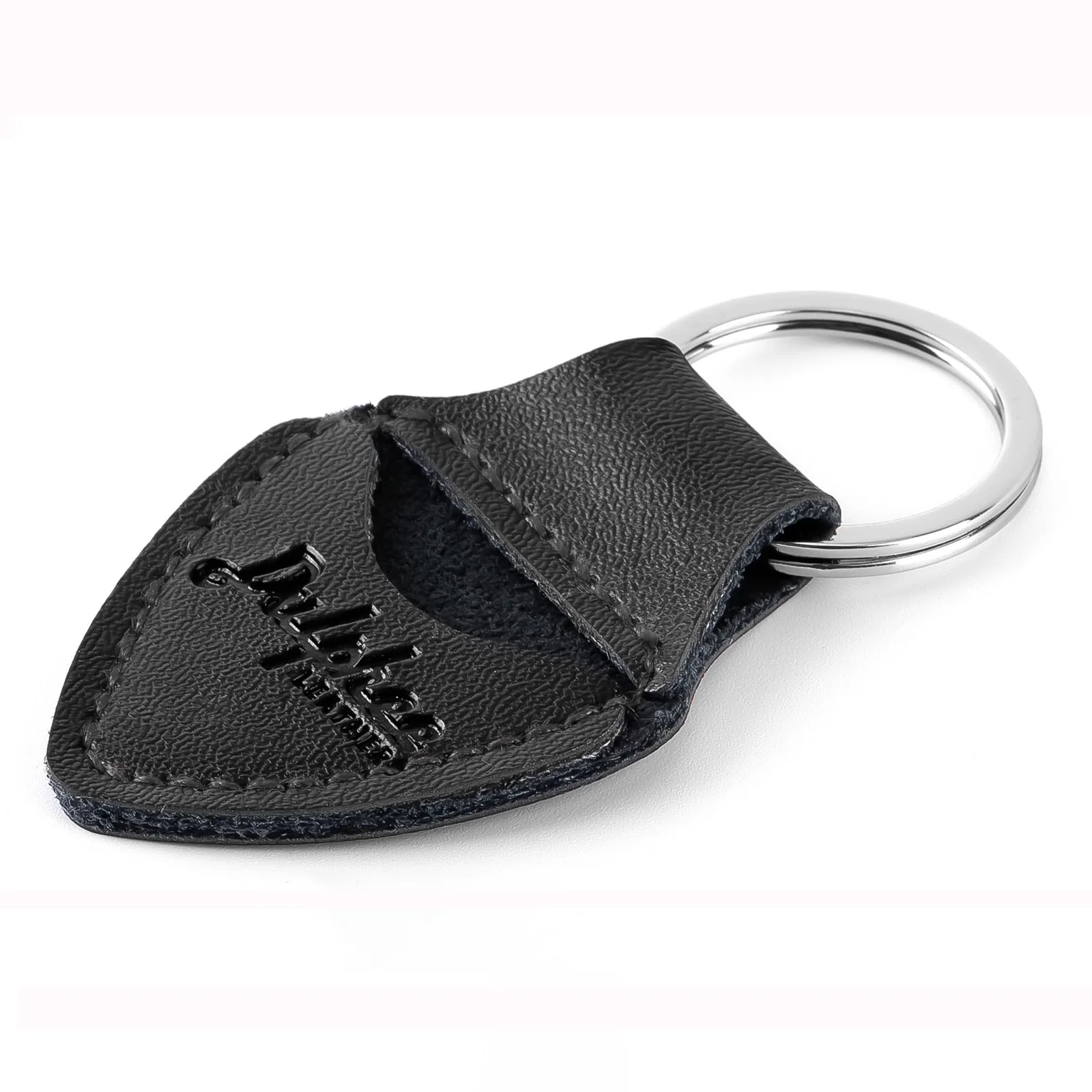Guitar Picks Holder Keychain with 3 Picks, Genuine Leather Handmade Plectrum Cases Bag (Black) Black - Image 3