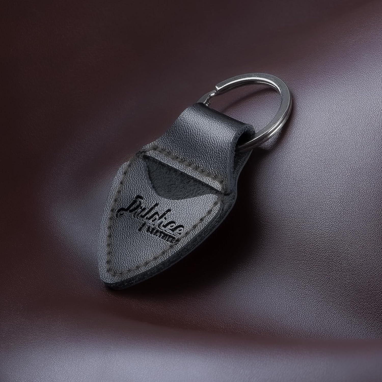 Guitar Picks Holder Keychain with 3 Picks, Genuine Leather Handmade Plectrum Cases Bag (Black) Black - Image 5