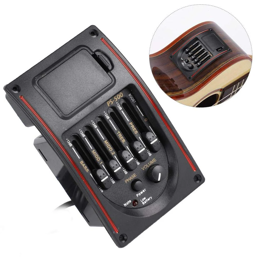 Guitar Pickup, 5 Band Acoustic Electric Digital Equalizer Pickup Tuner with LCD display for Guitar - Image 3