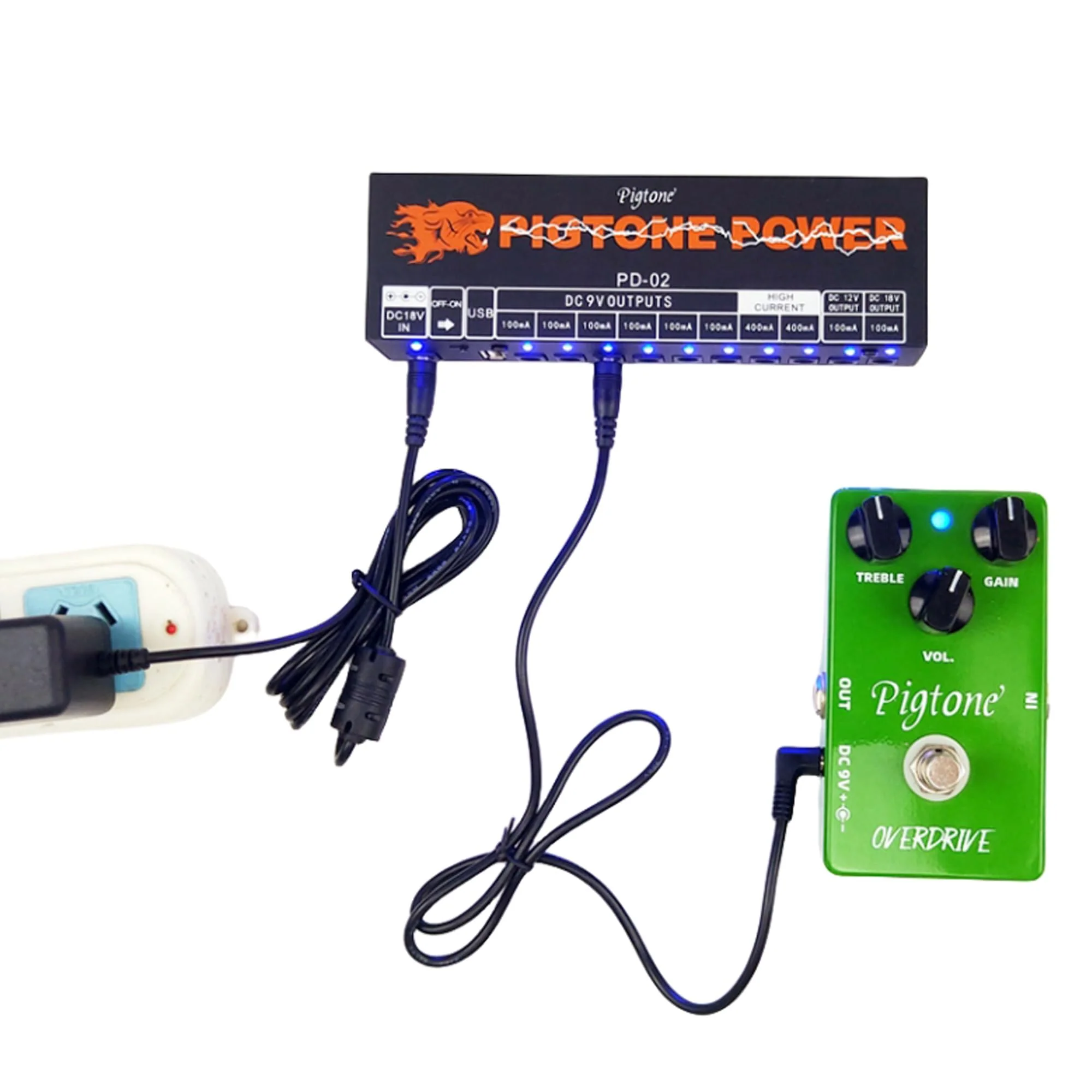 Guitar Power Supply 10 Isolated DC Output for 9V/12V/18V Effect Pedal PD-02 with USB (5V2A) - Image 3
