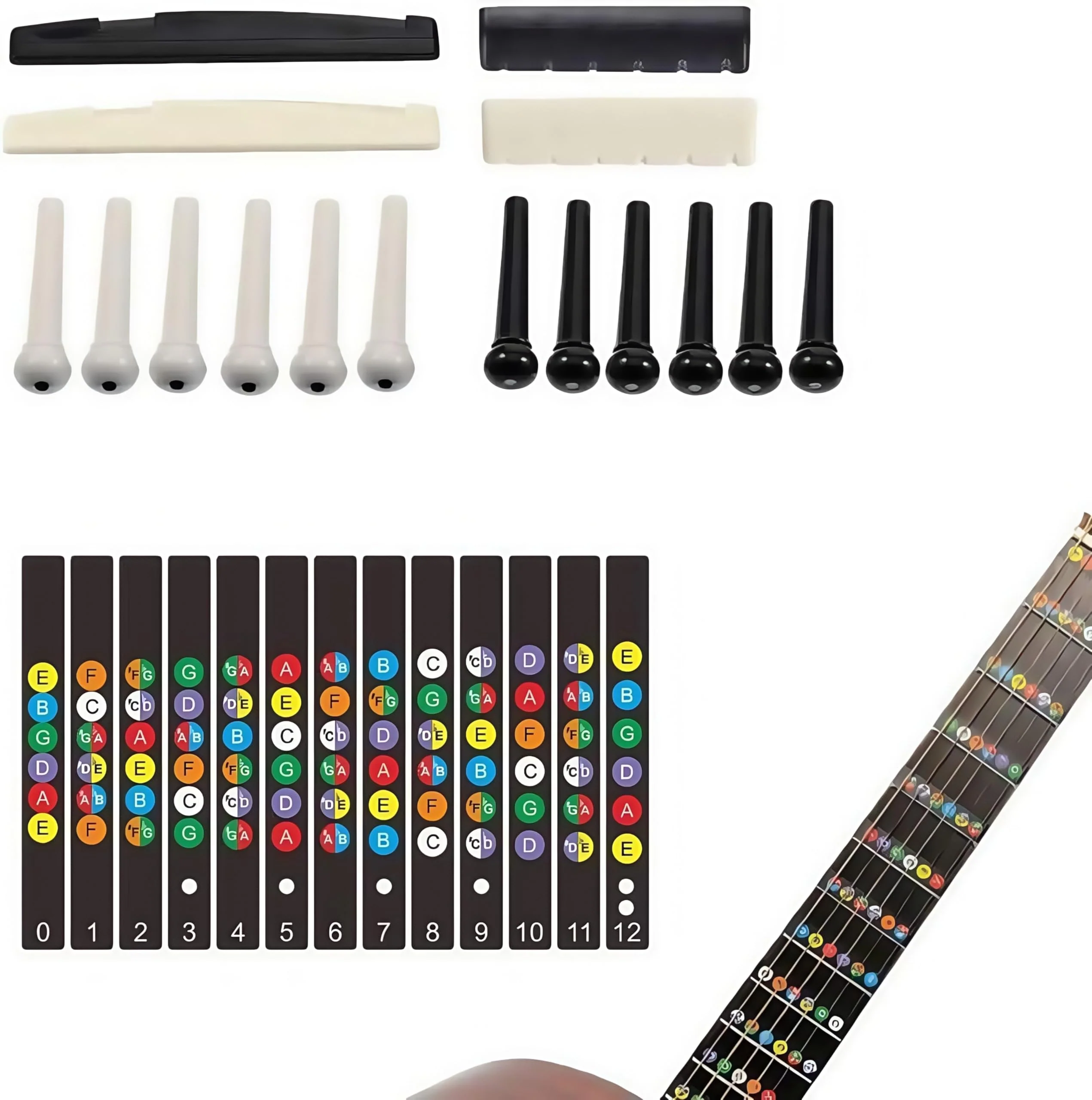 Guitar Repairing Maintenance Tool Kit 72Pcs Guitar Repair Kit Including Guitar Strings, Plectrums, Bridge, Guitar Code For Acoustic Electric Guitar Bass Ukulele - Image 7