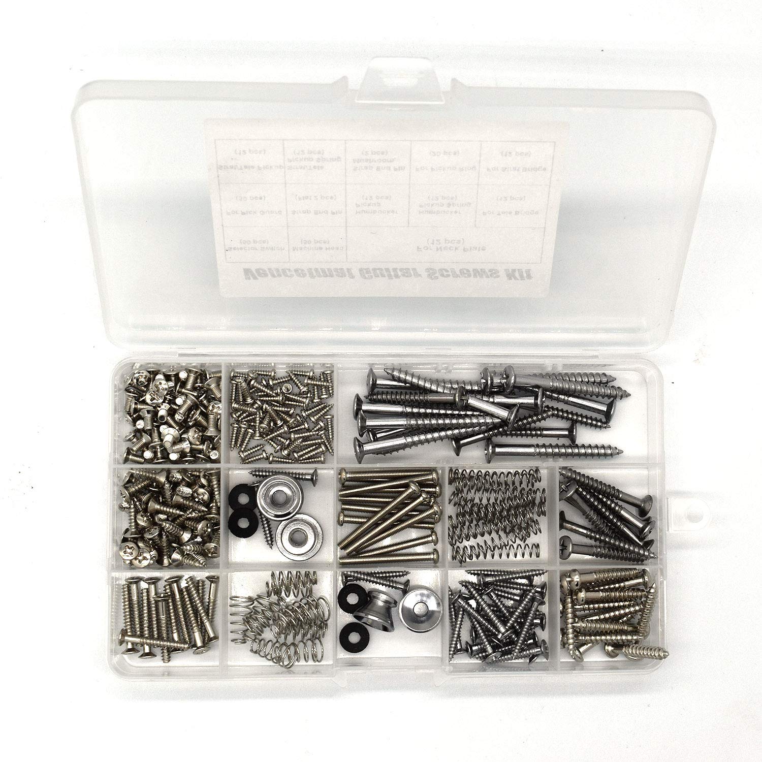 Guitar Screws Kit, Guitar Hardware Luthier Parts-kit for Tele/Strat/SQ,Switch,Tuner,Machine Head, Neck Plate,Pickguard,Guitar Strap End Pins,Pickup,Bridge,Guitar DIY Kit(Metric, Chrome) - Image 2