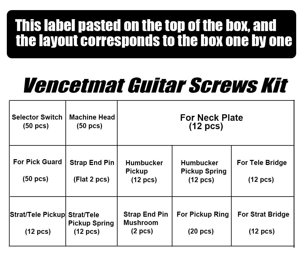 Guitar Screws Kit, Guitar Hardware Luthier Parts-kit for Tele/Strat/SQ,Switch,Tuner,Machine Head, Neck Plate,Pickguard,Guitar Strap End Pins,Pickup,Bridge,Guitar DIY Kit(Metric, Chrome) - Image 6