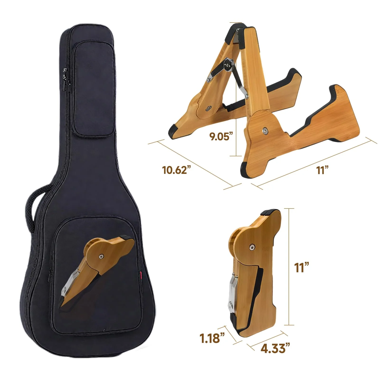 Guitar Stand Floor- Bamboo Acoustic Electric Guitar Stands A-frame Wooden, Foldable Wooden Single Bass Guitar Holder Portable Soporte Para Guitarra Rack for Mandolin Banjo Ukulee Violin (A-Frame) Frame-A - Image 5