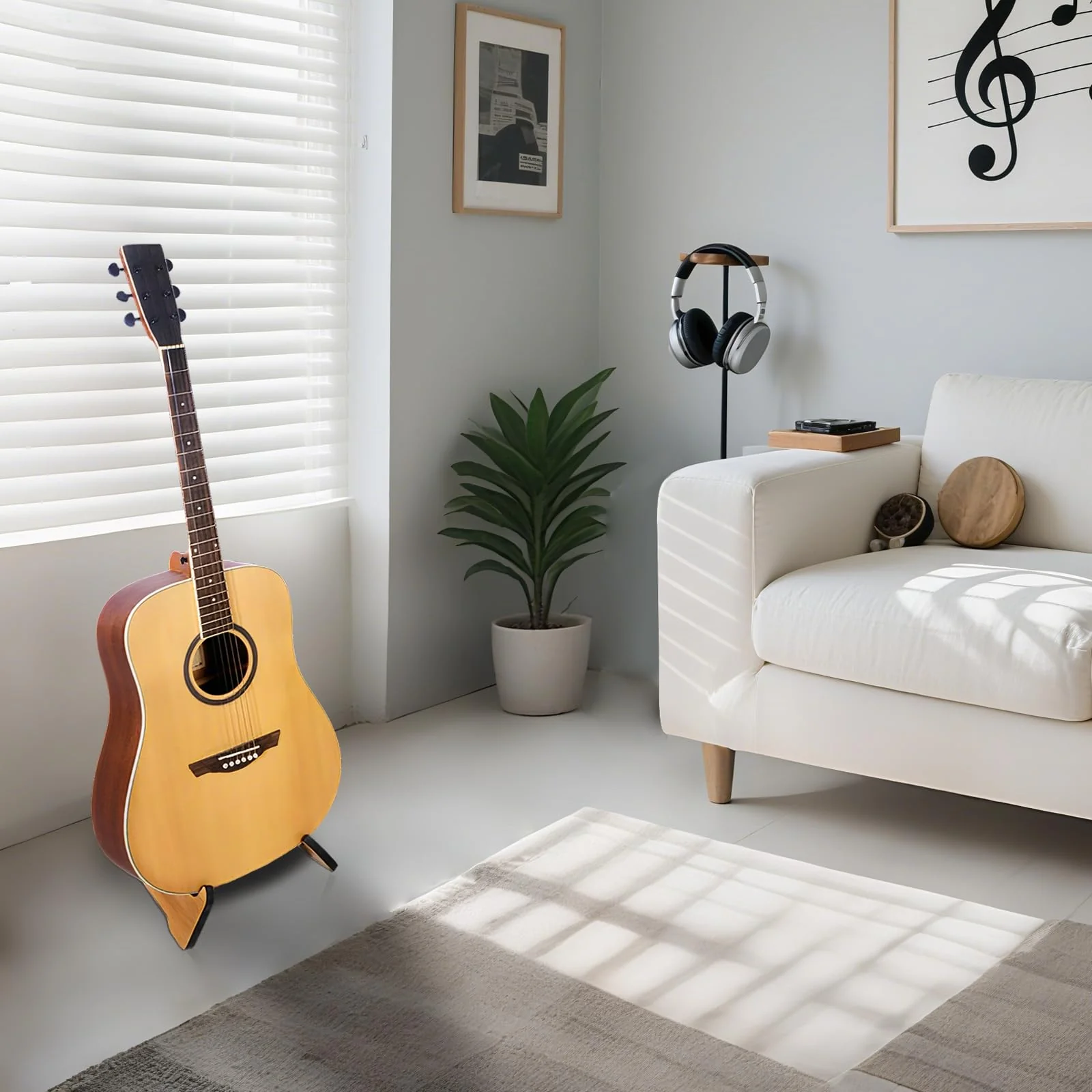 Guitar Stand Floor- Bamboo Acoustic Electric Guitar Stands A-frame Wooden, Foldable Wooden Single Bass Guitar Holder Portable Soporte Para Guitarra Rack for Mandolin Banjo Ukulee Violin (A-Frame) Frame-A - Image 7