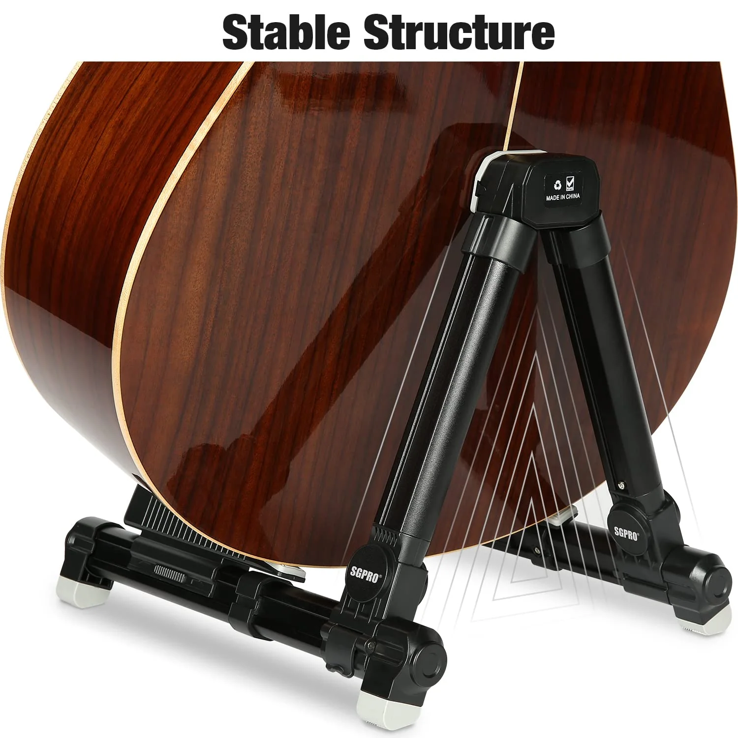 Guitar Stand Floor With Tray & Backrest - Adjustable Instrument Stand for Electric, Acoustic, Bass, Classical Guitars, Ukulele, Mandolin, and Banjo - Superior Material & Design - Image 2