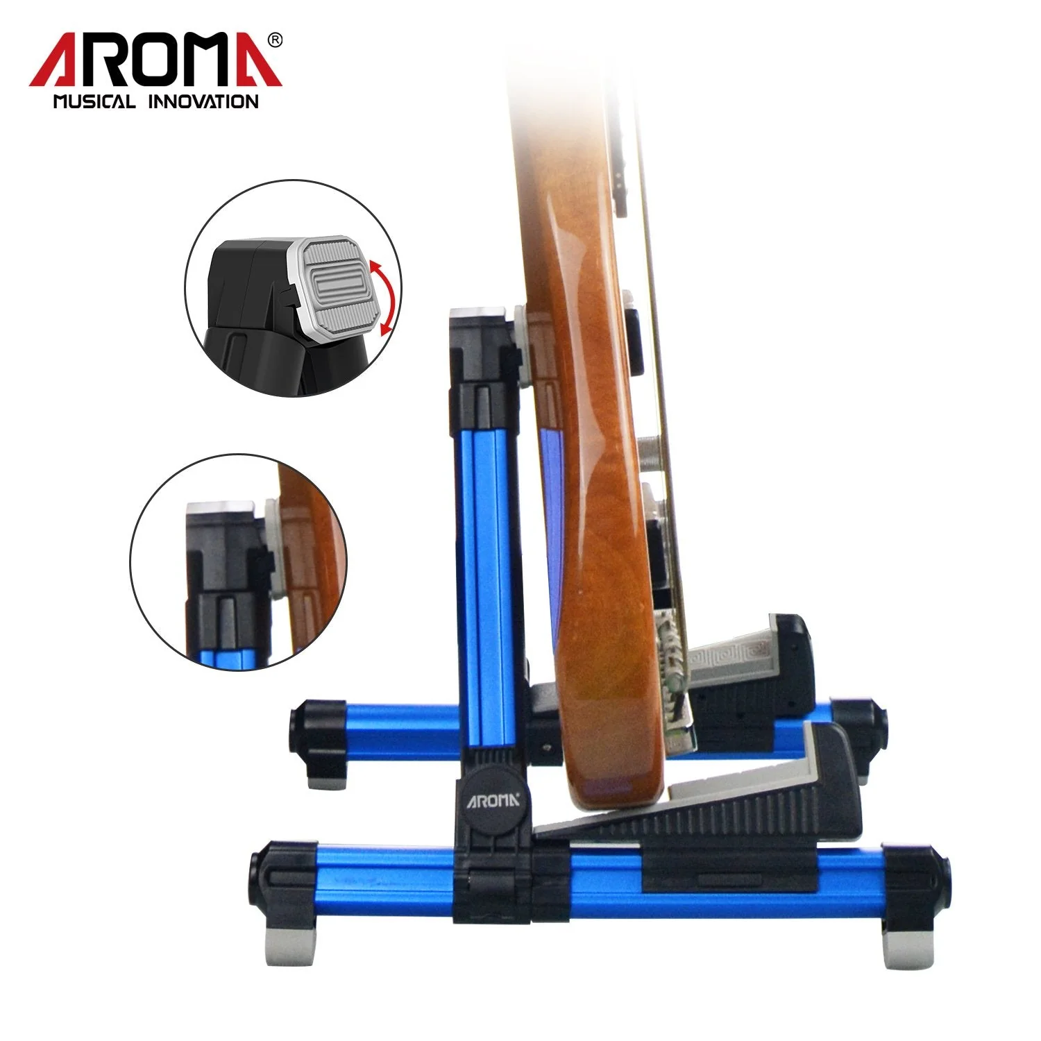 Guitar Stand - Foldable Aluminum Floor Stand Adjustable for All Types of Guitars, Basses, Ukuleles and Violins, Banjo Easy to Carry Steady Stand Safe Protection (Blue) - Image 4