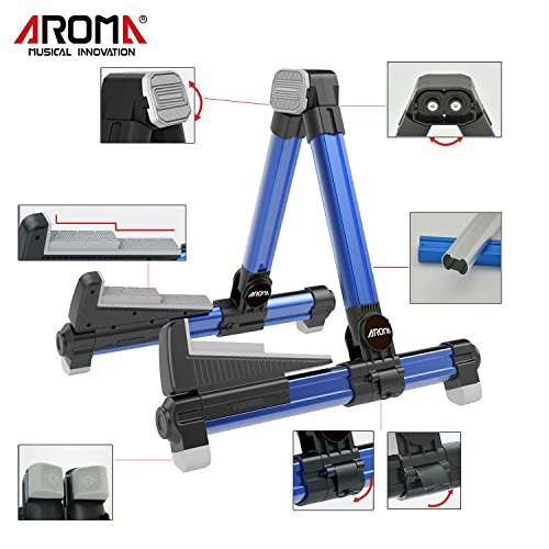Guitar Stand - Foldable Aluminum Floor Stand Adjustable for All Types of Guitars, Basses, Ukuleles and Violins, Banjo Easy to Carry Steady Stand Safe Protection (Blue) - Image 5