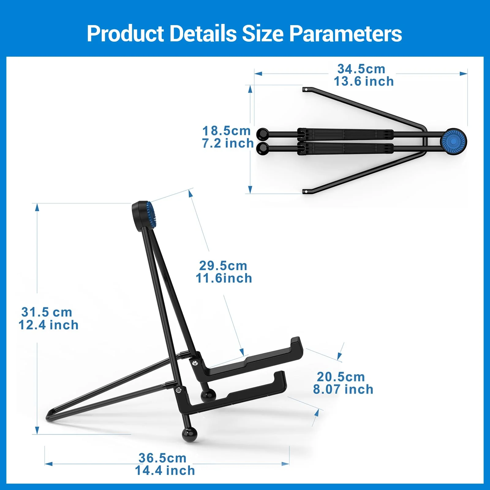 Guitar Stand - Foldable Guitar A-Frame Stand, Portable Solid Steel Guitar Floor Stand for Acoustic/Classical Guitar, Electric Guitar Bass, Banjo, Ukulele, with Non-Slip Rubber and Silicone Pad (Black) Guitar Stand - Image 5